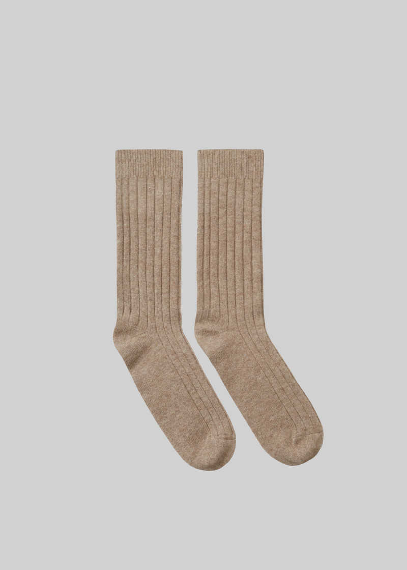 Kano Cashmere Ribbed Socks - Taupe 8