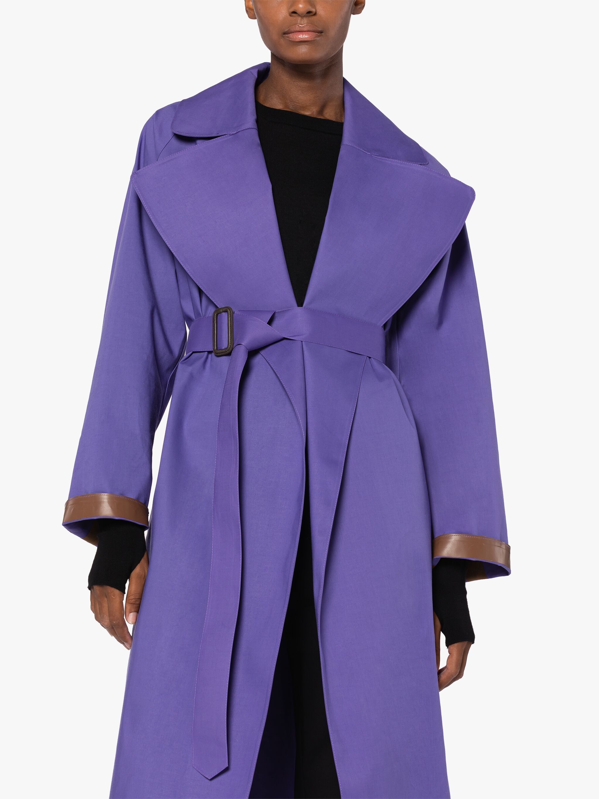 KINTORE PURPLE BONDED COTTON TRENCH COAT - 5