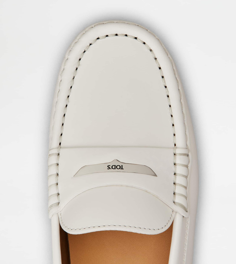 GOMMINO DRIVING SHOES IN LEATHER - WHITE 4