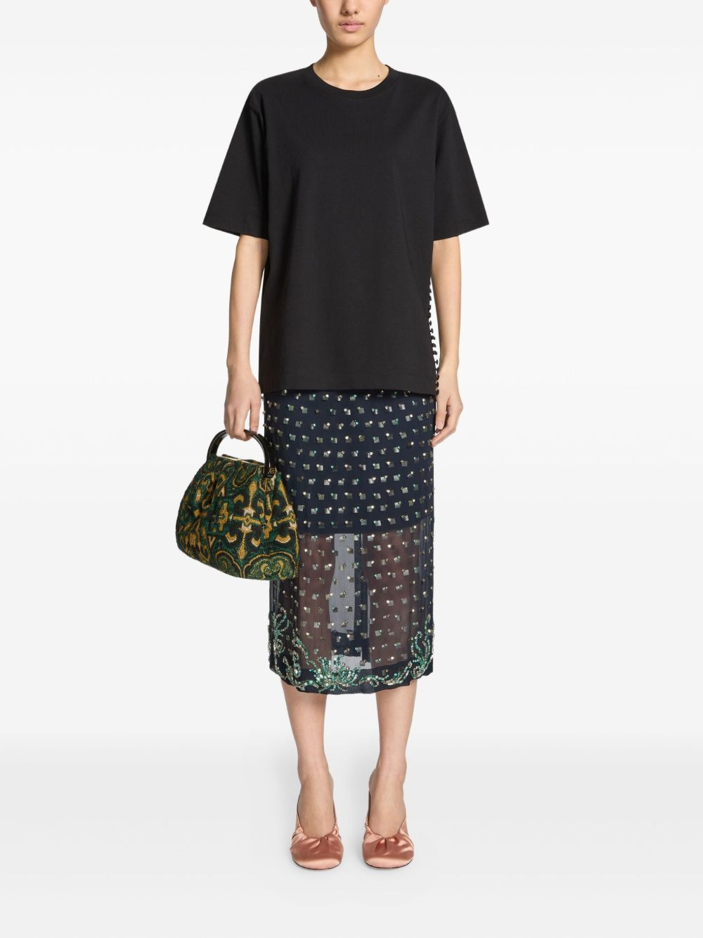 crew-neck button-embellishment T-shirt - 2