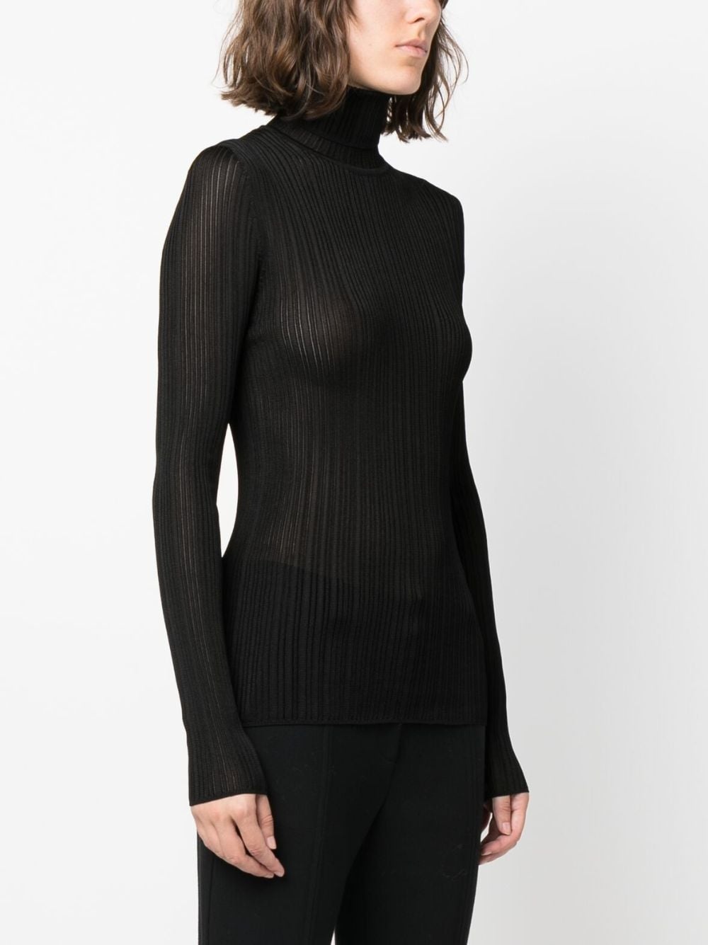roll-neck ribbed-knit jumper - 3