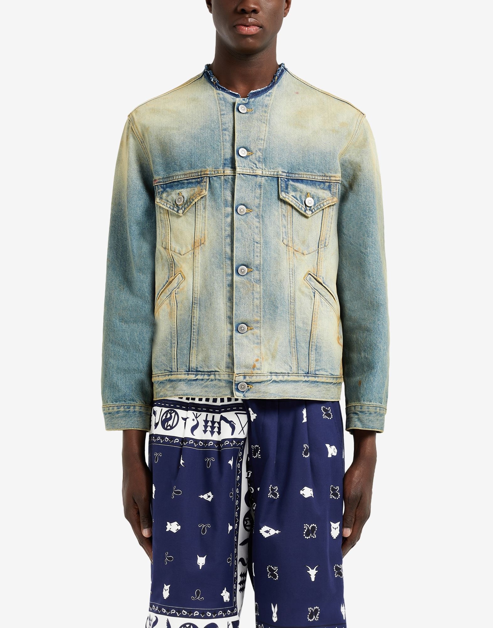 Décortiqué collar denim jacket - 5
