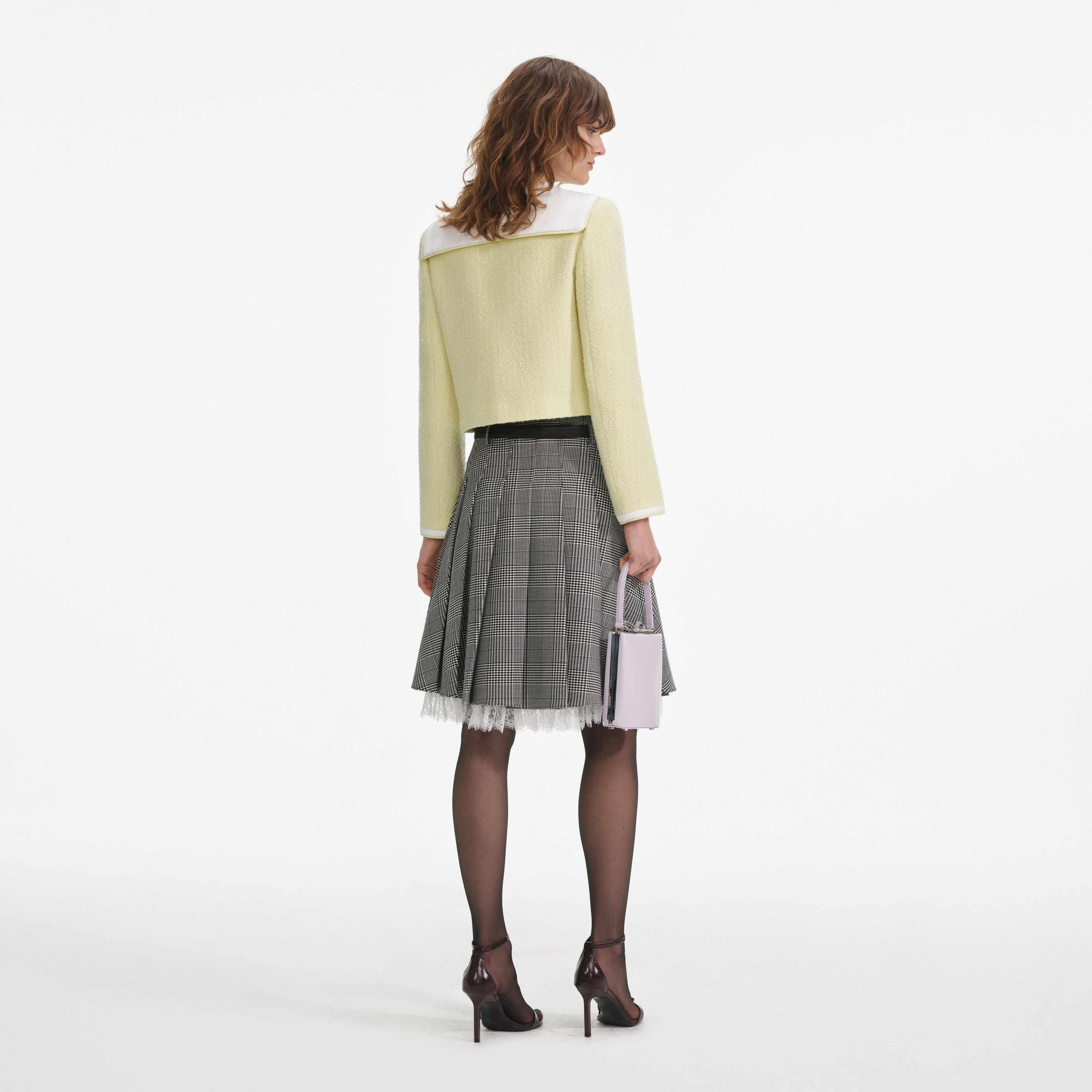 Yellow Boucle Contrast Collar Jacket - 3