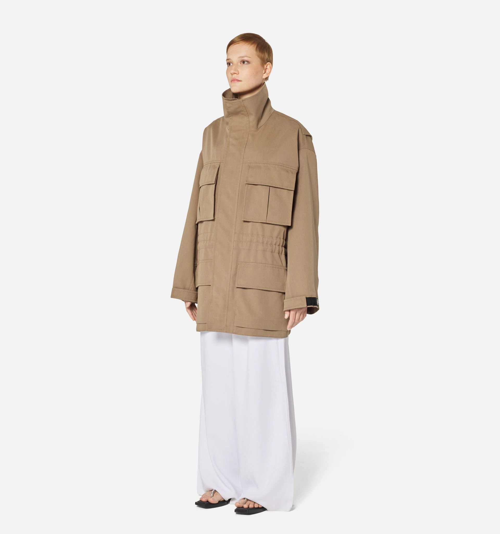Zipped Parka With Elasticated Waist And Patch Pockets - 3