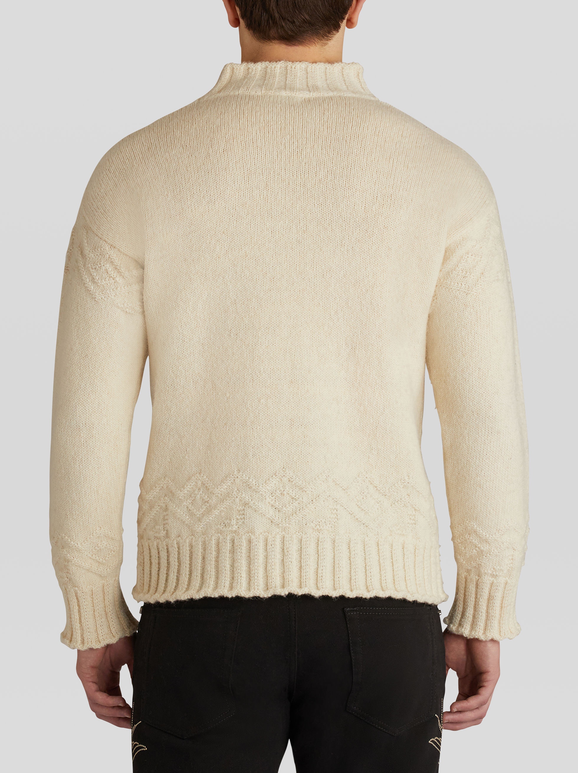 GEOMETRIC PATTERN MIXED WOOL JUMPER - 4