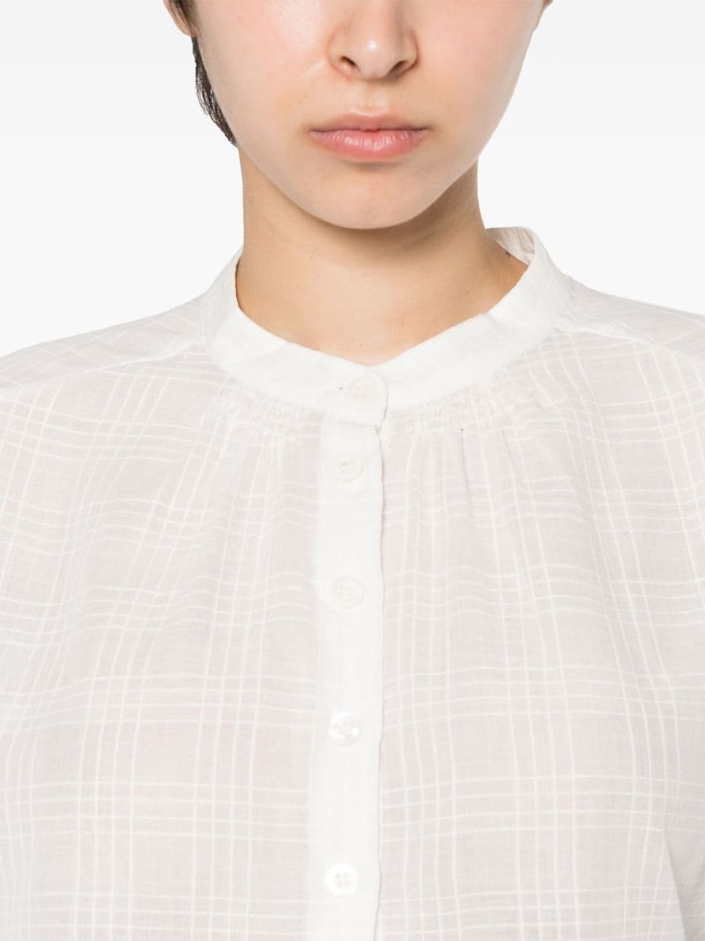 plaid-check cotton blouse - 5