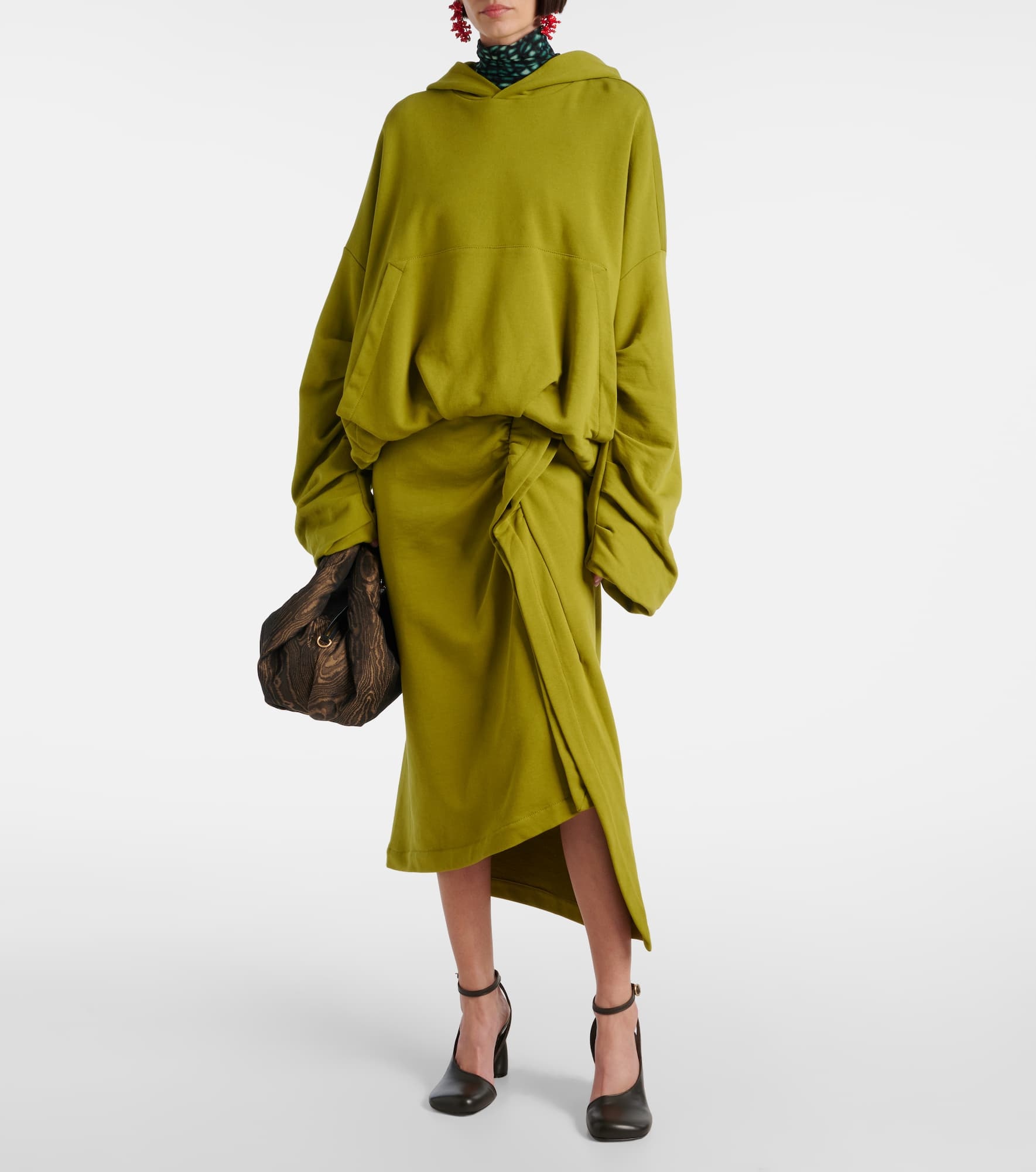Gathered cotton midi skirt - 2