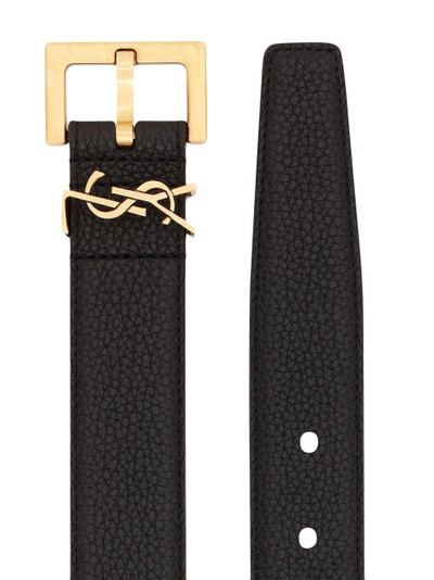 SAINT LAURENT monogram-logo wide leather belt outlook