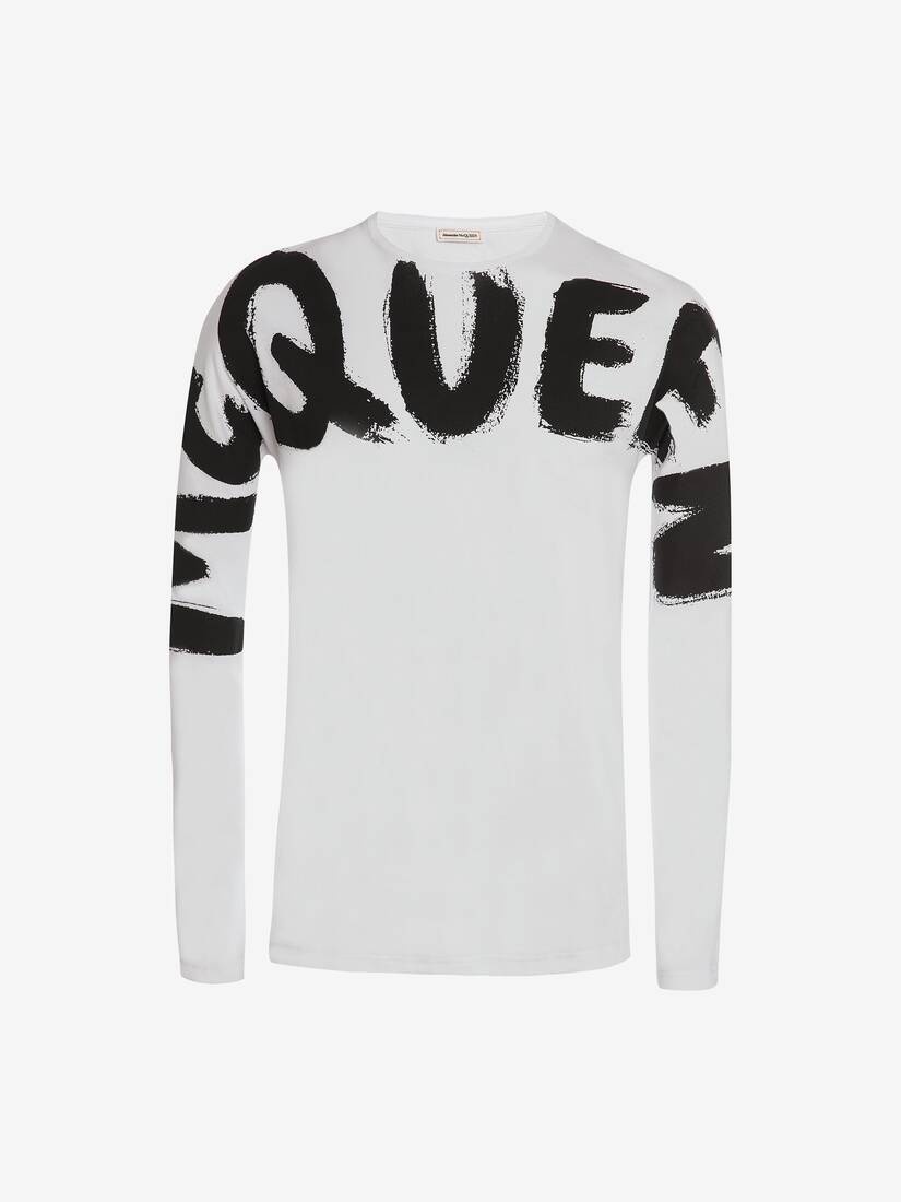 Men's McQueen Graffiti Long Sleeve T-shirt in White/black - 1