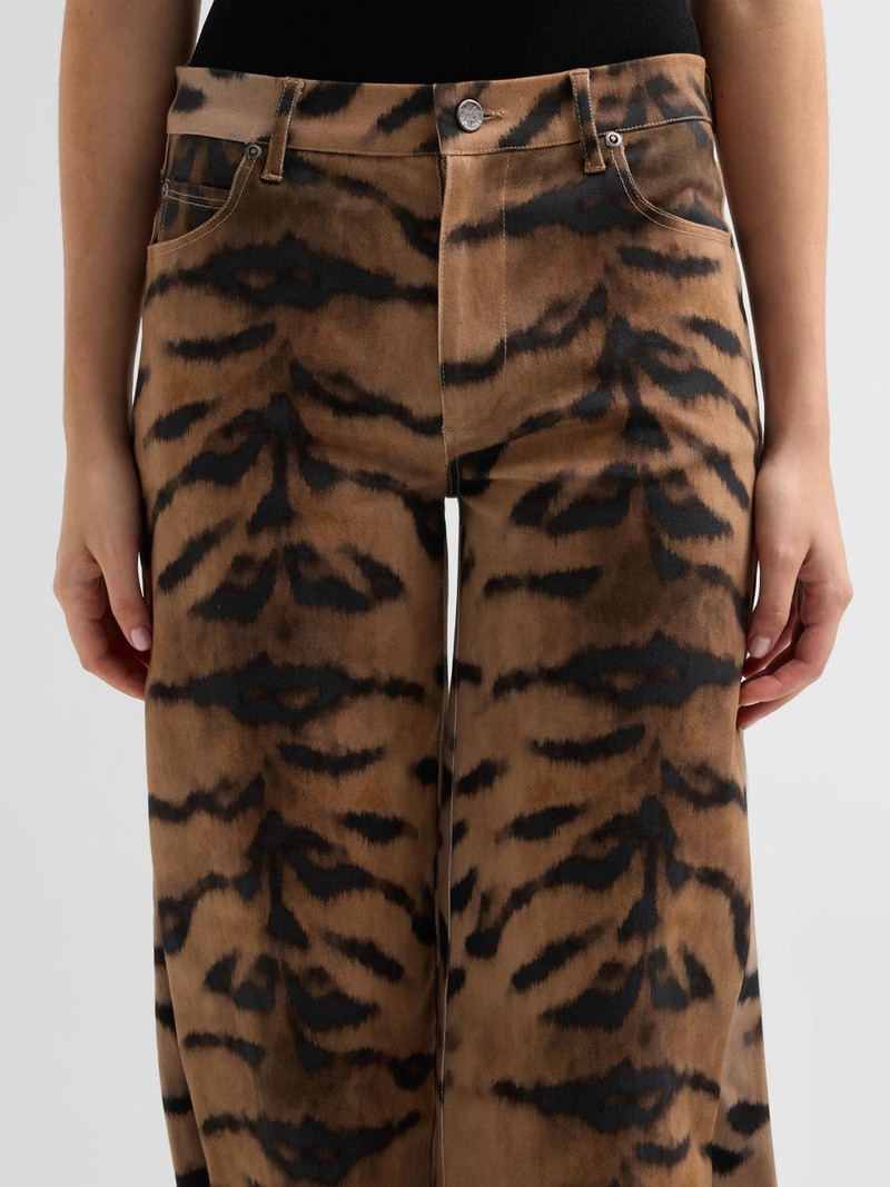 Women's Hallie Tiger-Print Tapered Barrel-Leg Jeans - Light Natural Multi 5