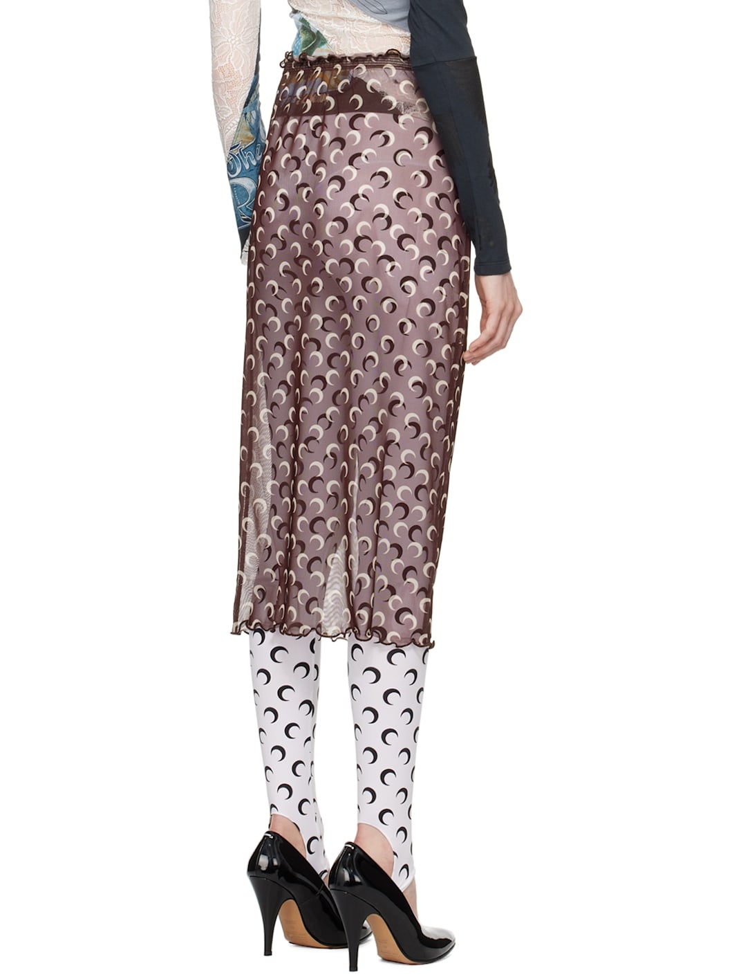 Brown Moon Printed Midi Skirt - 3