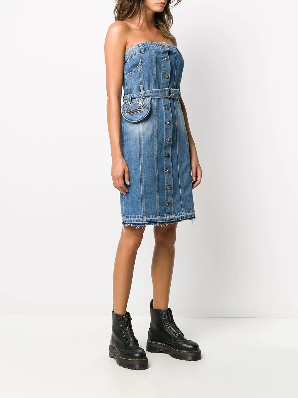 button-down strapless denim dress - 3