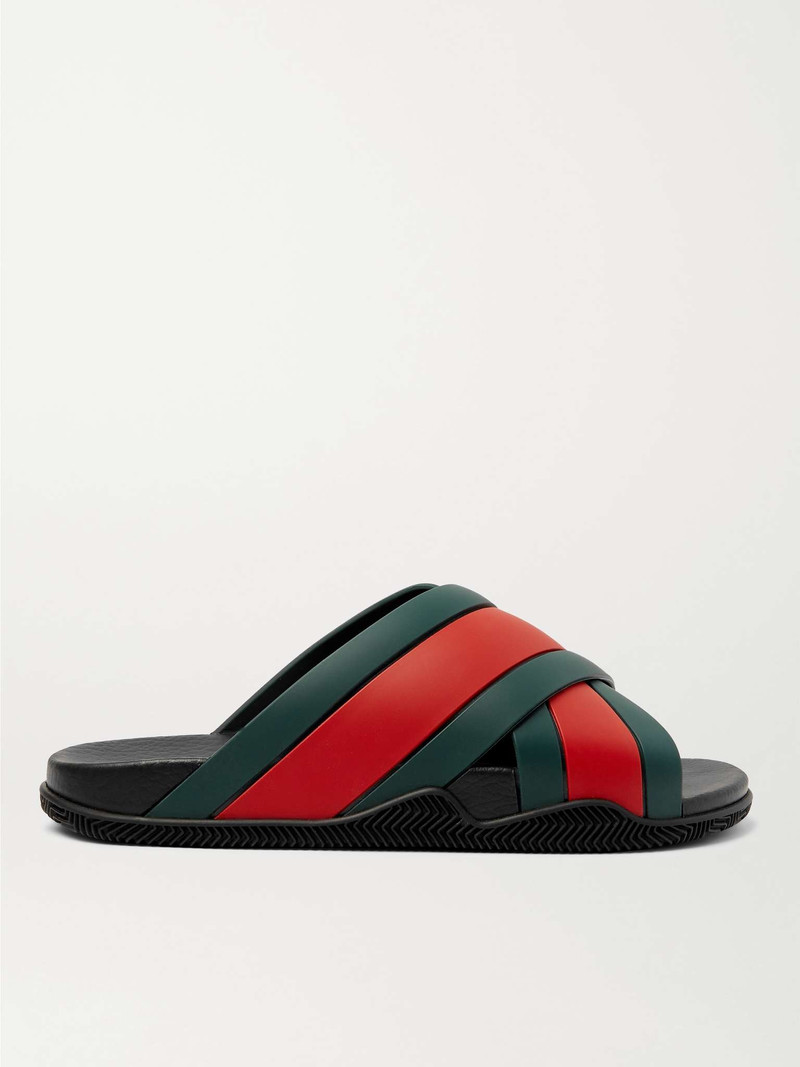 GUCCI Striped Rubber Slides - 630326J8700 | REVERSIBLE