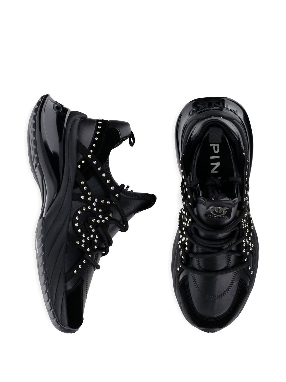 rhinestone-embellished lace-up sneakers - 4