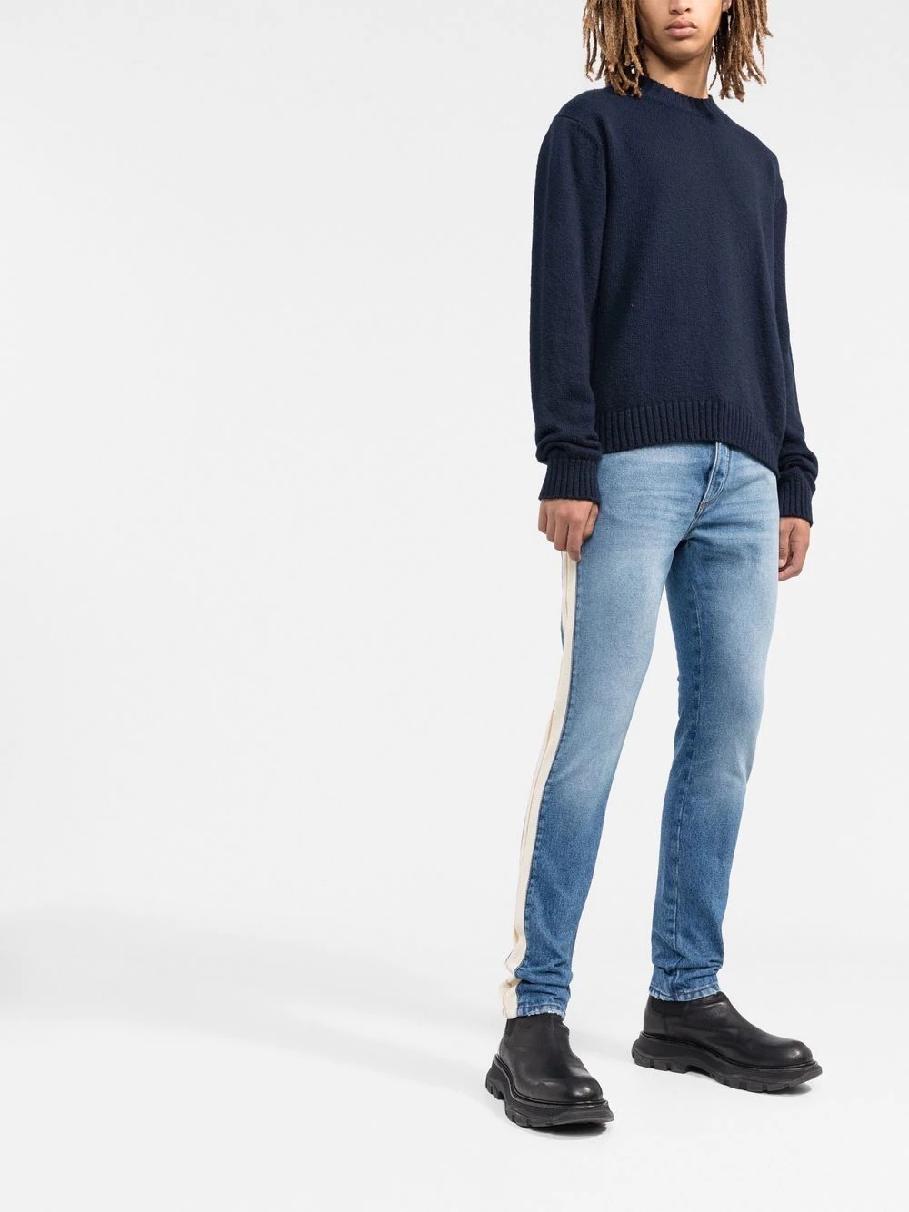 side-stripe slim-cut jeans - 2