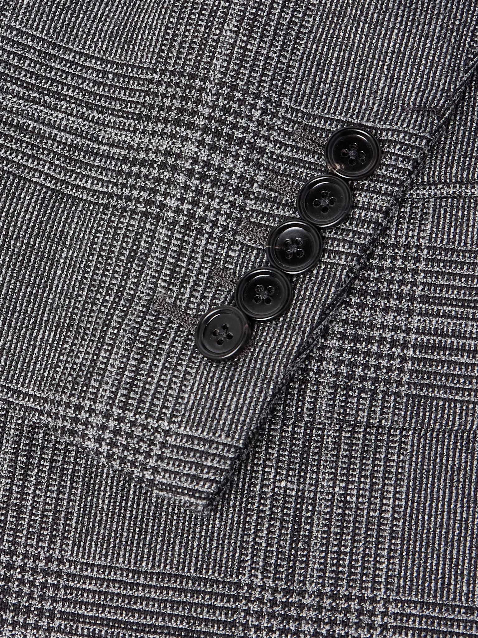 Shelton Slim-Fit Prince of Wales Checked Wool and Silk-Blend Suit Jacket Gray - 4