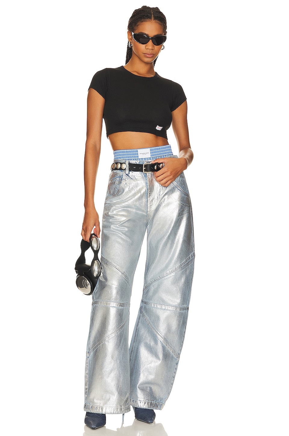 Cropped Short Sleeve Crewneck Tee - 4