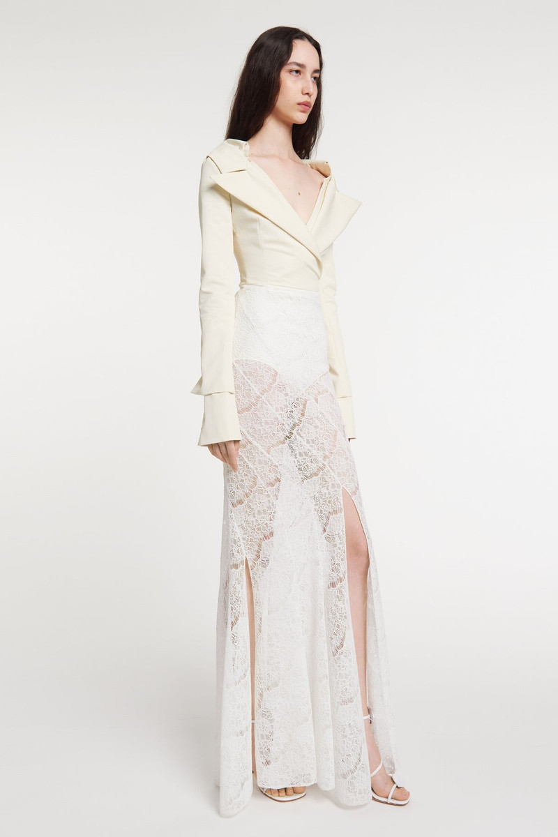 LACE TWISTED MAXI SKIRT WHITE 2