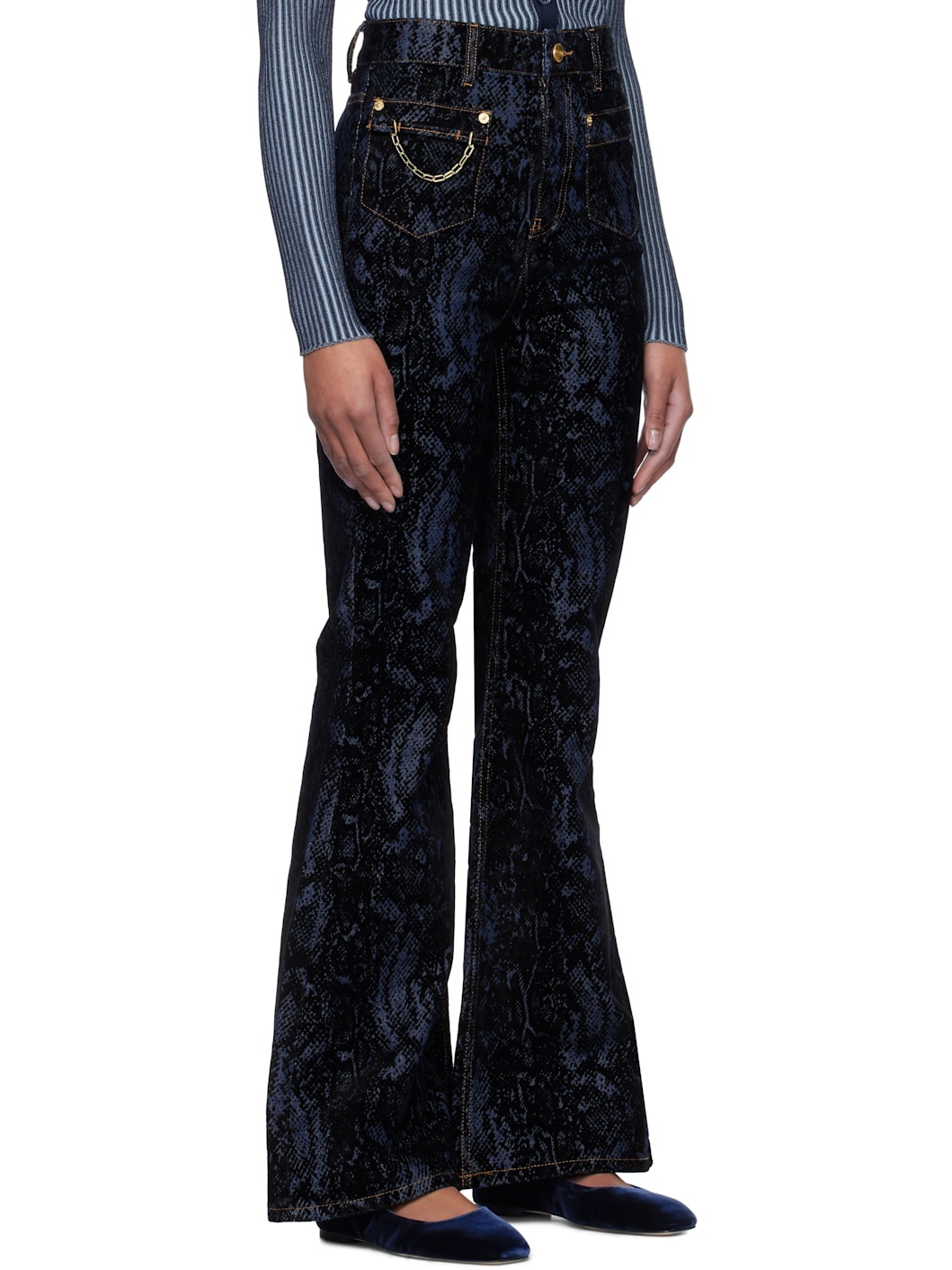 Navy Snake Print Goddi Jeans - 2
