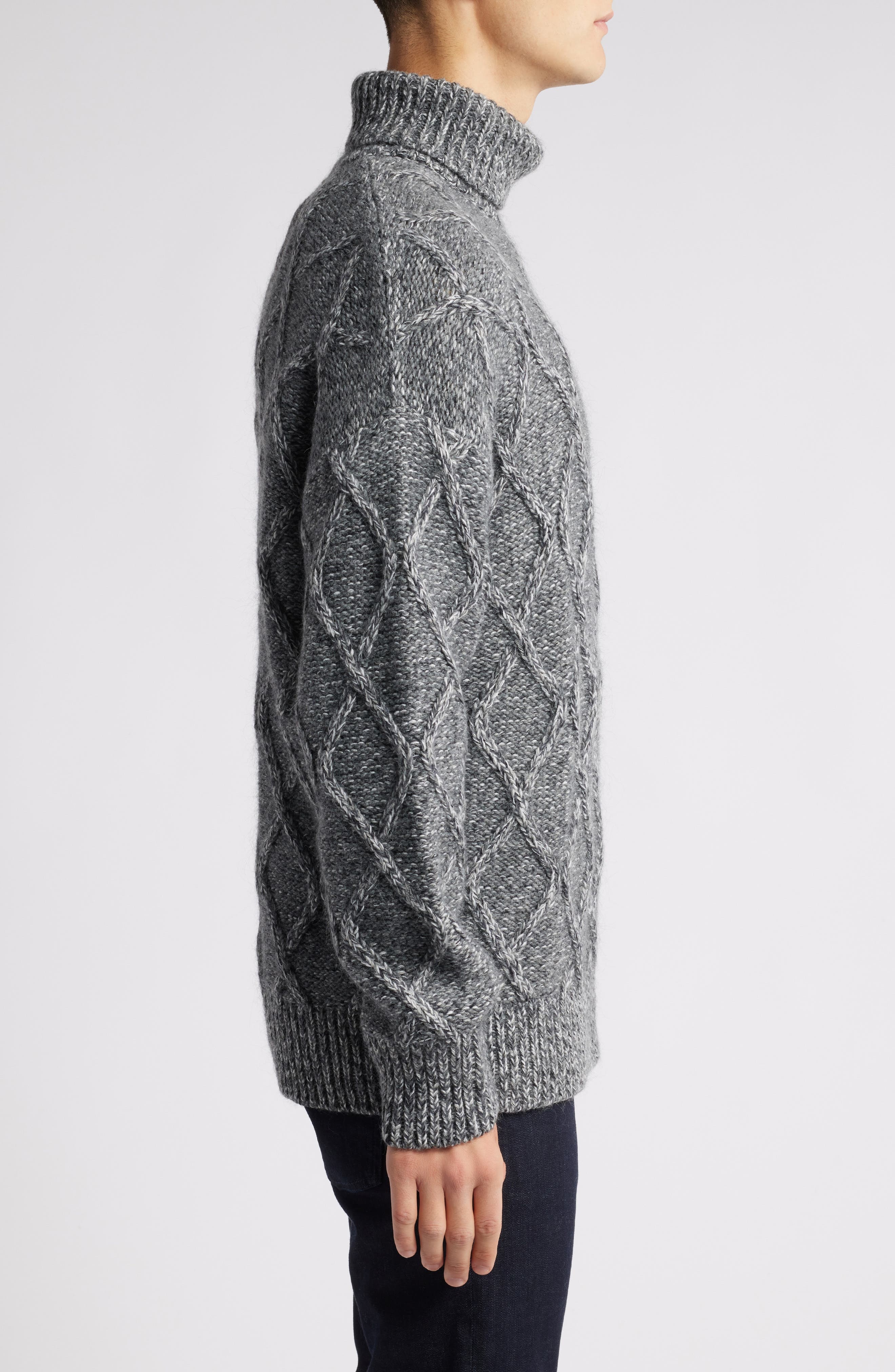 BOSS Estupendo Diamond Stitch Sweater in Medium Grey at Nordstrom - 3