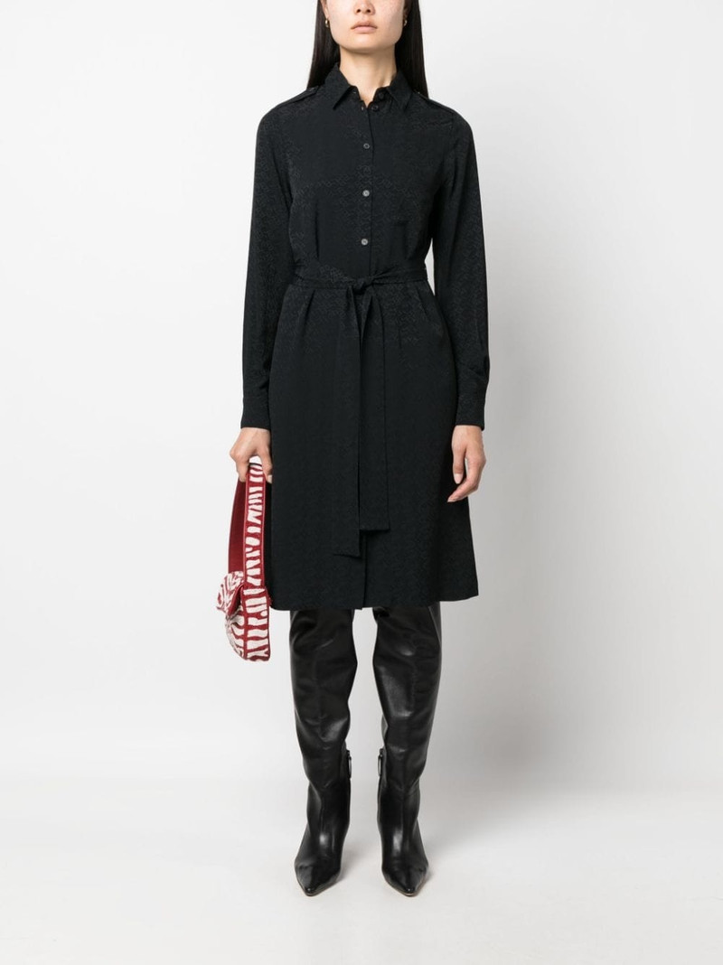 PINKO monogram-pattern belted shirtdress outlook