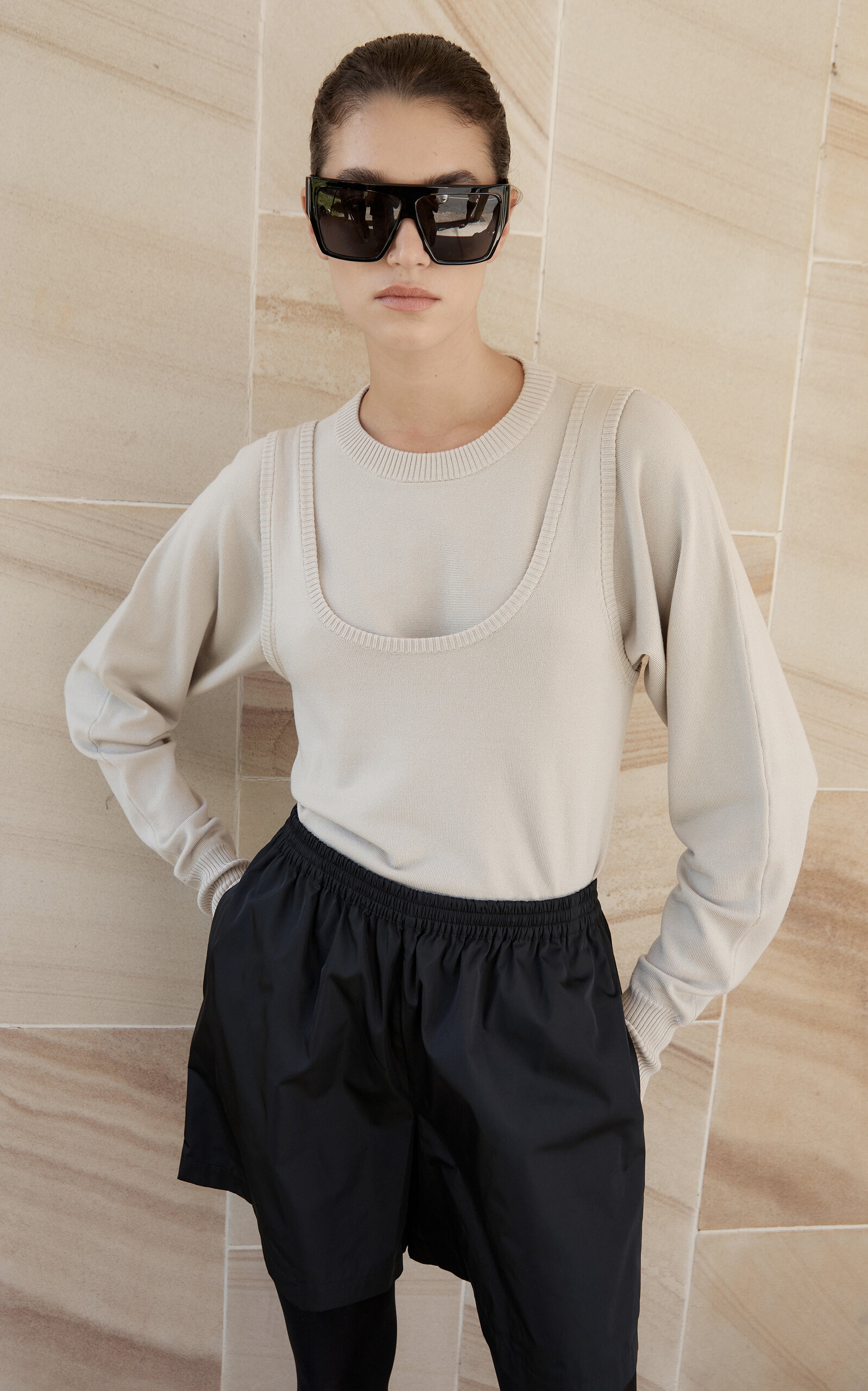 Relaxed Paper Taffeta Shorts black - 3