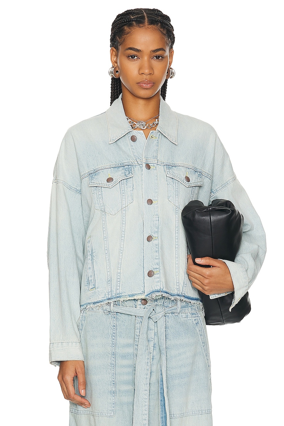 Oversized Cut Off Trucker Jacket - 1