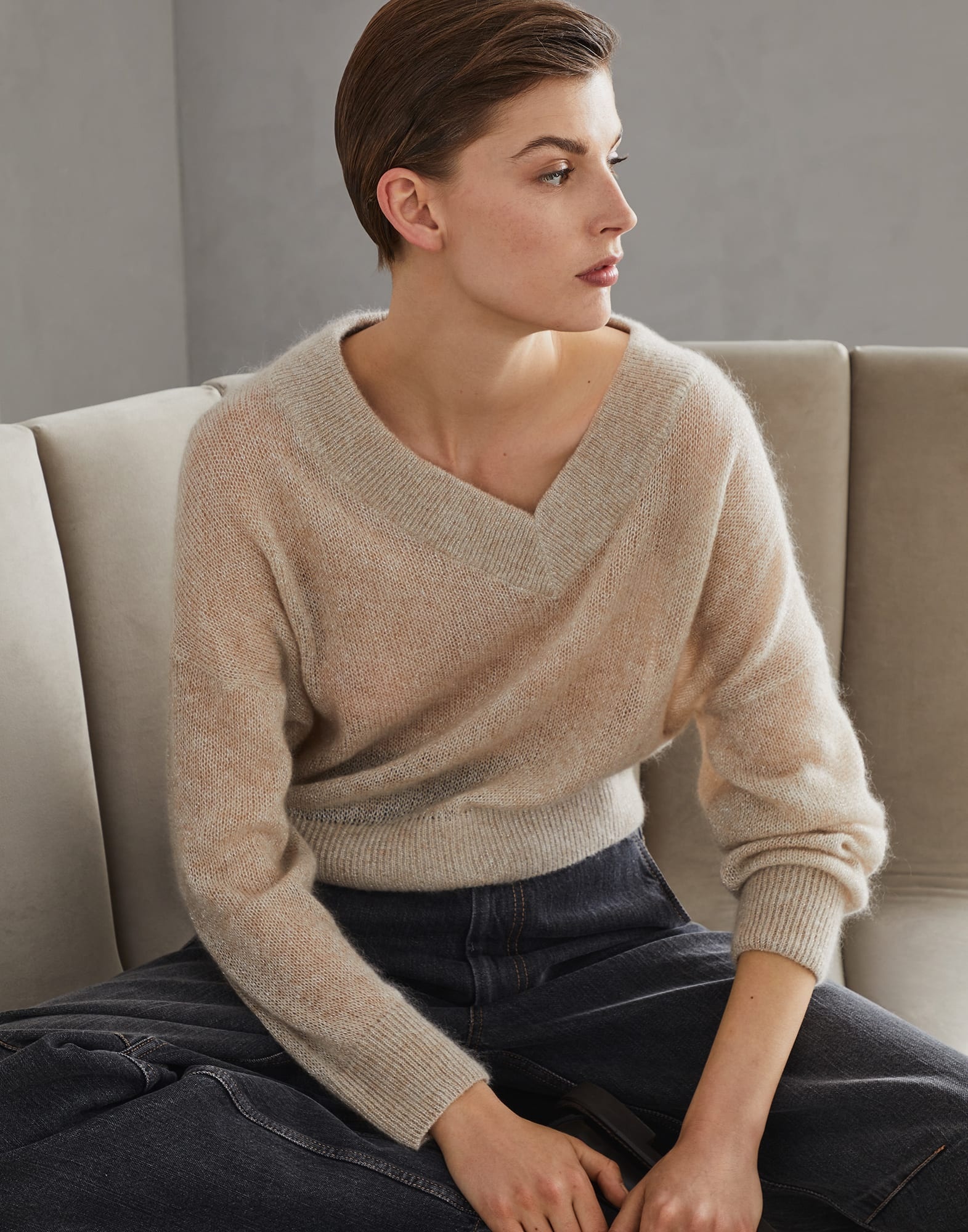 Sparkling mohair and wool sweater with monili - 4