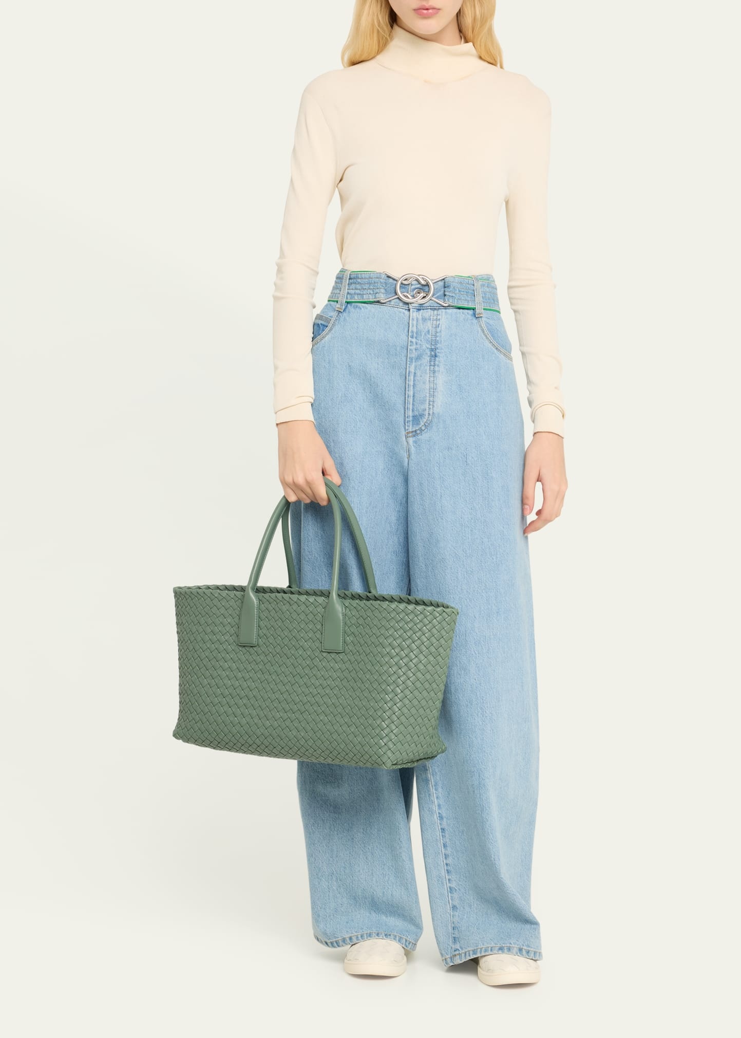 Cabat Medium Intrecciato East-West Tote Bag - 5