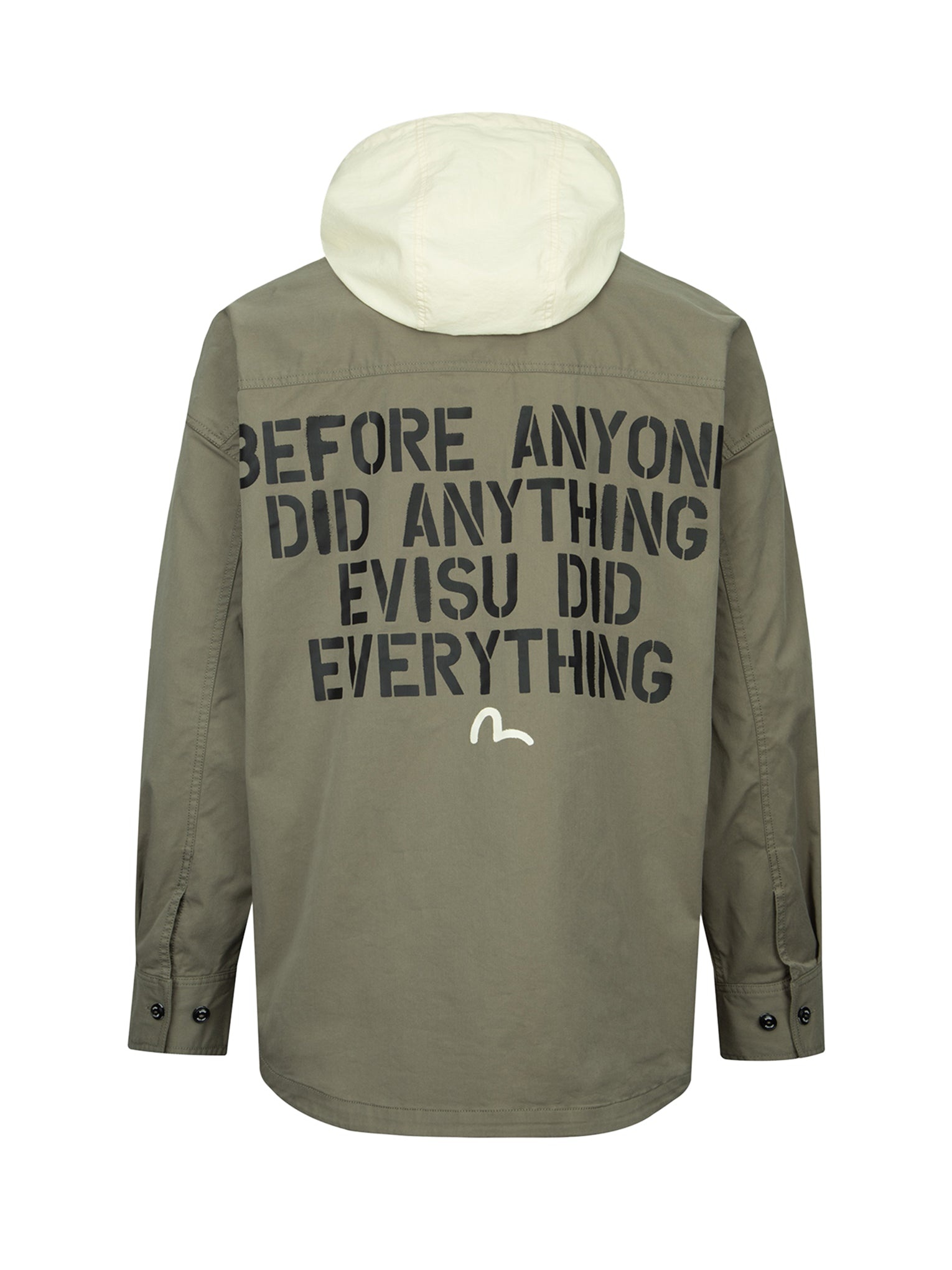 Seagull and Slogan Print Hooded Mock 2-in-1 Jacket - 14