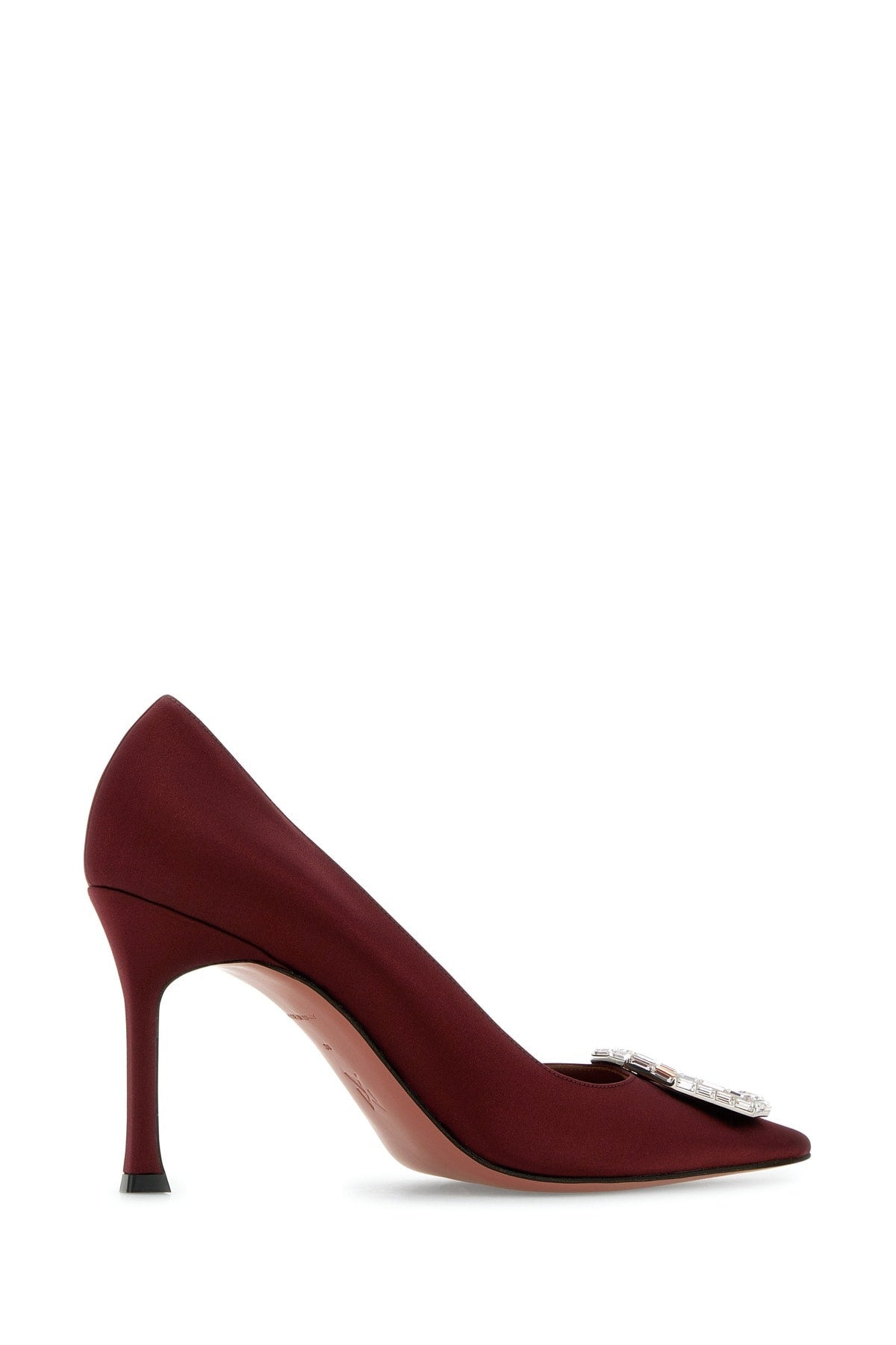 Amina Muaddi Women Camelia Pump 90 Satin Wine  White B - 3