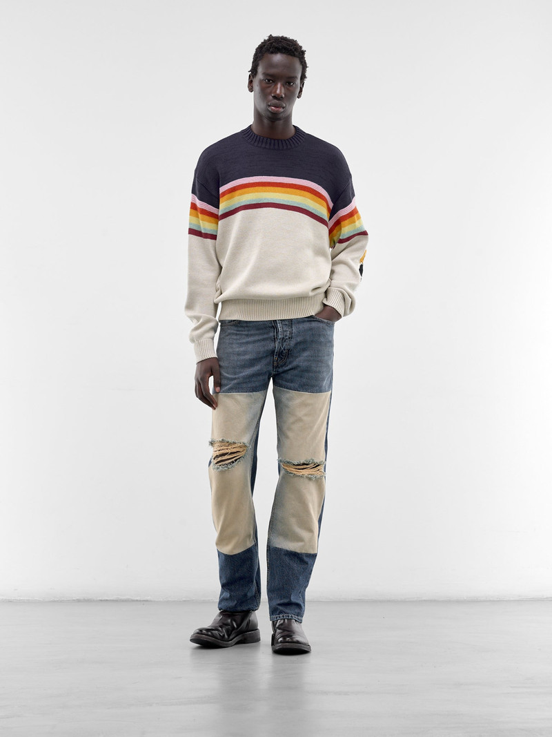 Kapital Rainbowy Smiley Striped Knit Sweater outlook
