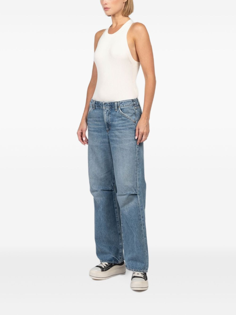 pleated-knee jeans - 3