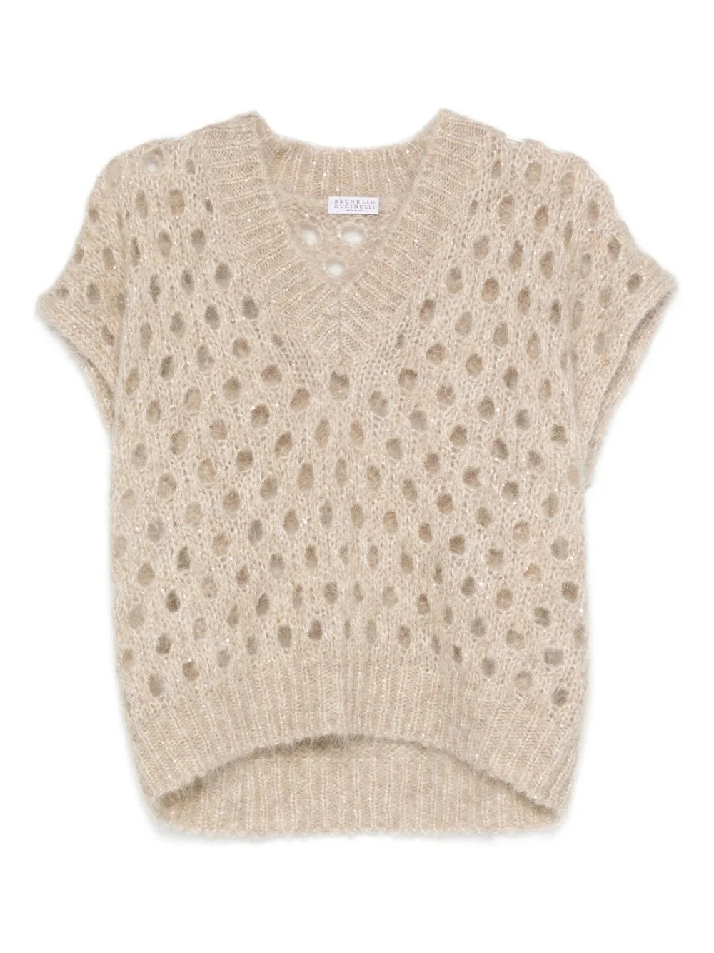 V-neck open-knit vest - 1