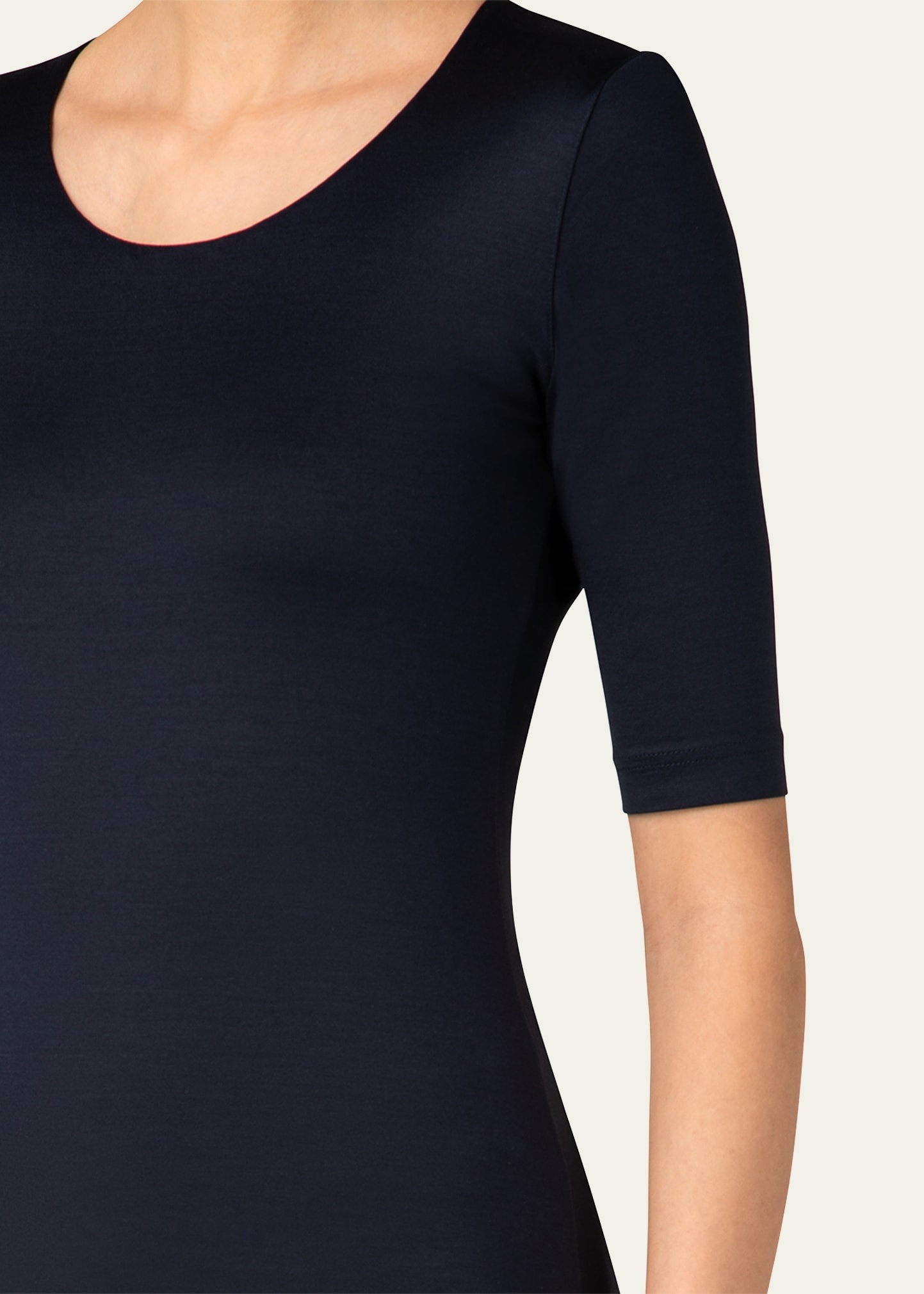 Scoop-Neck Silk Jersey T-Shirt - 5