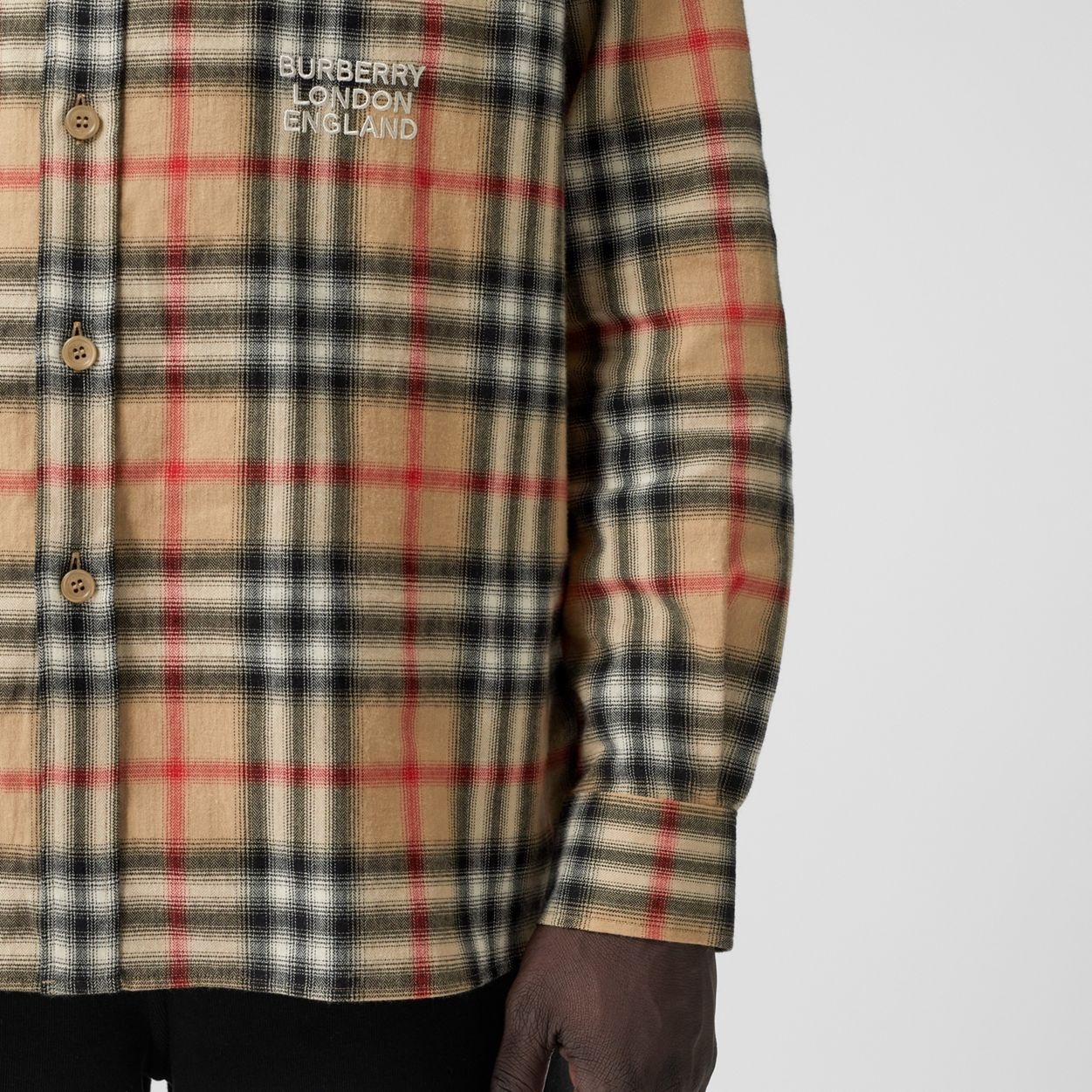 Ombré Check Cotton Flannel Oversized Shirt - 5