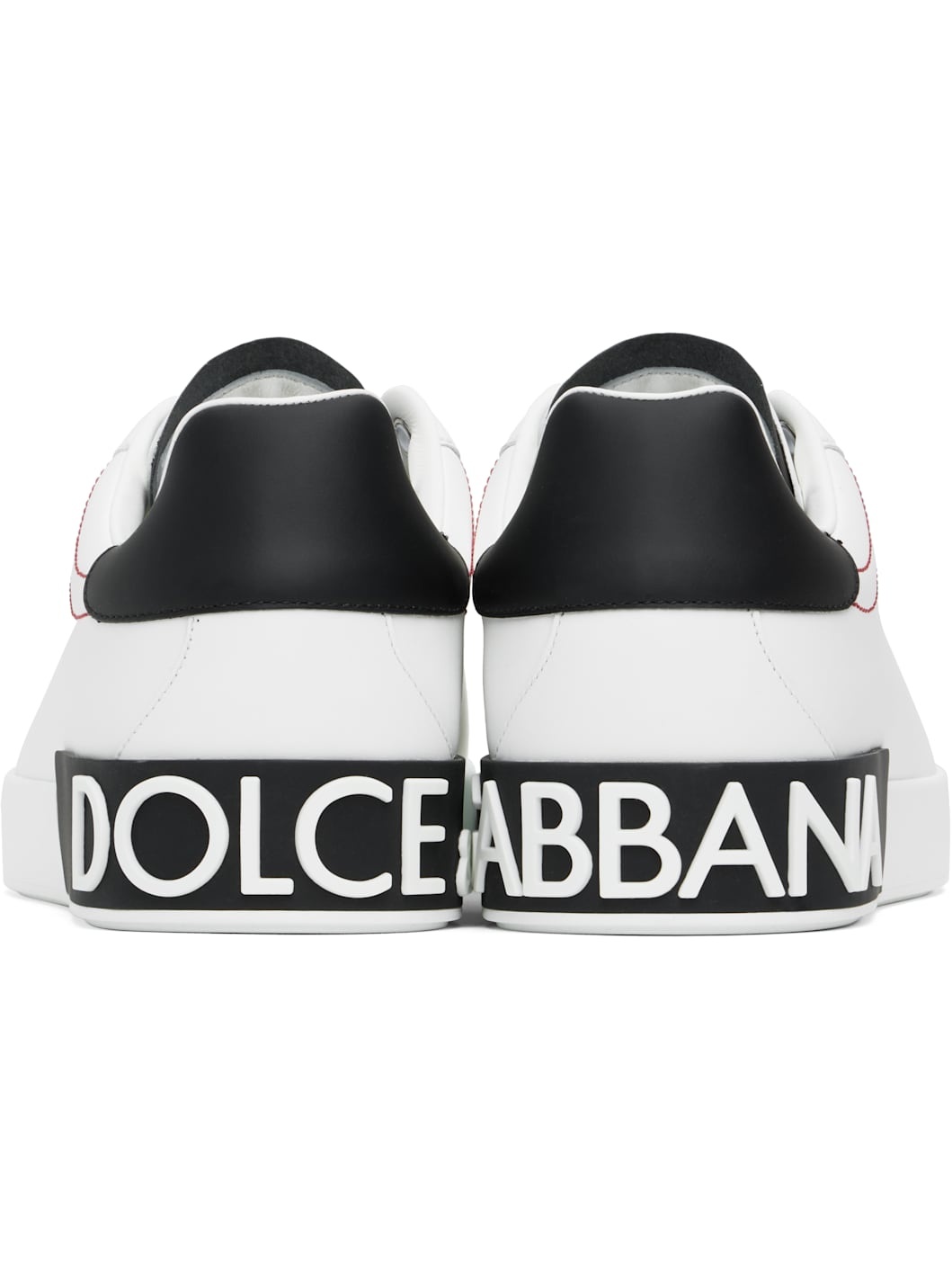 White & Black Calfskin Nappa Portofino Sneakers - 2