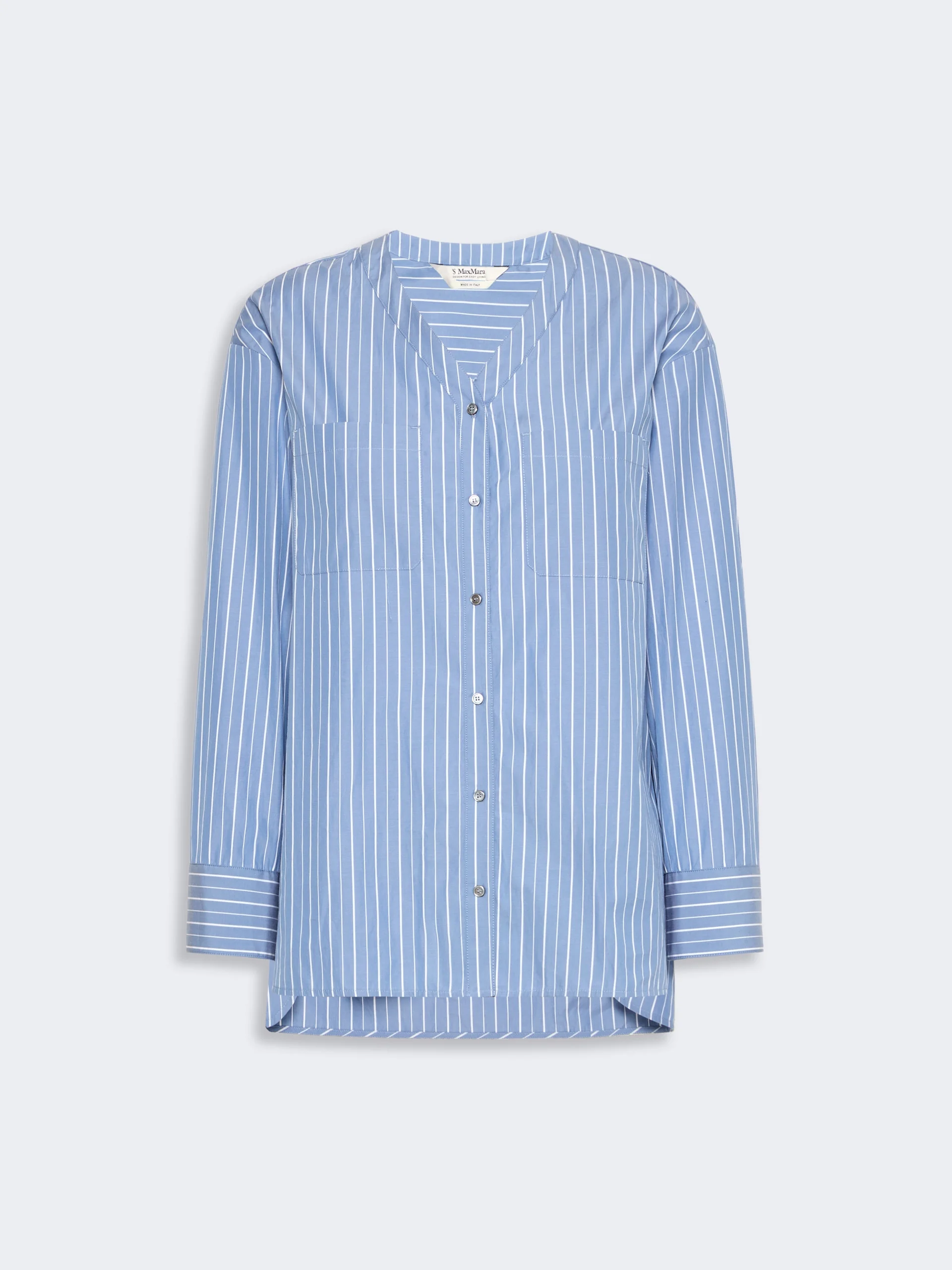 ADRIENE Striped cotton poplin shirt - LIGHT BLUE - 1