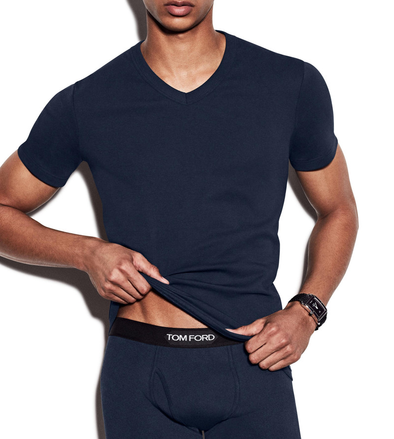 TOM FORD COTTON V-NECK T-SHIRT outlook