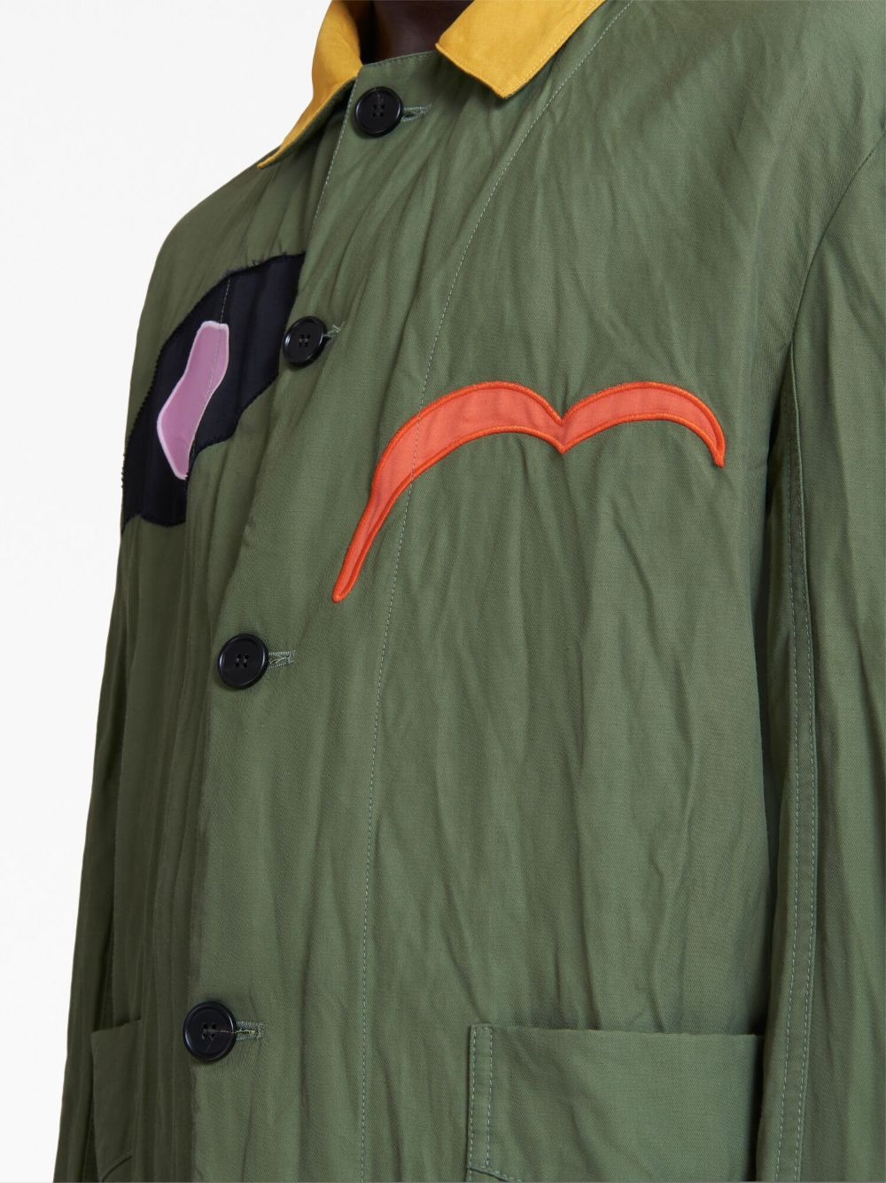 logo-patch shirt jacket - 6