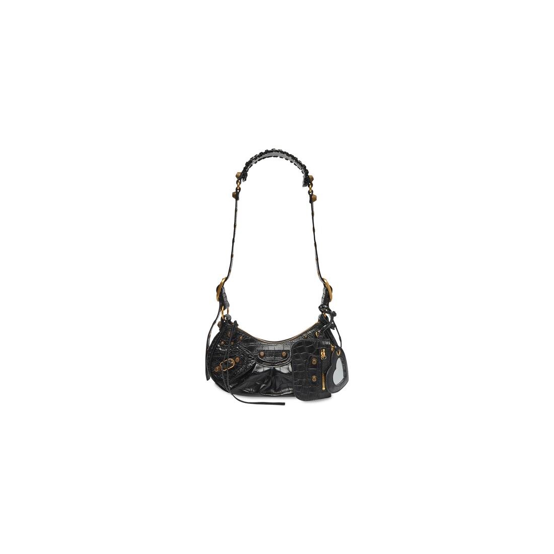 Women's Le Cagole Xs Shoulder Bag Crocodile Embossed in Black - 1