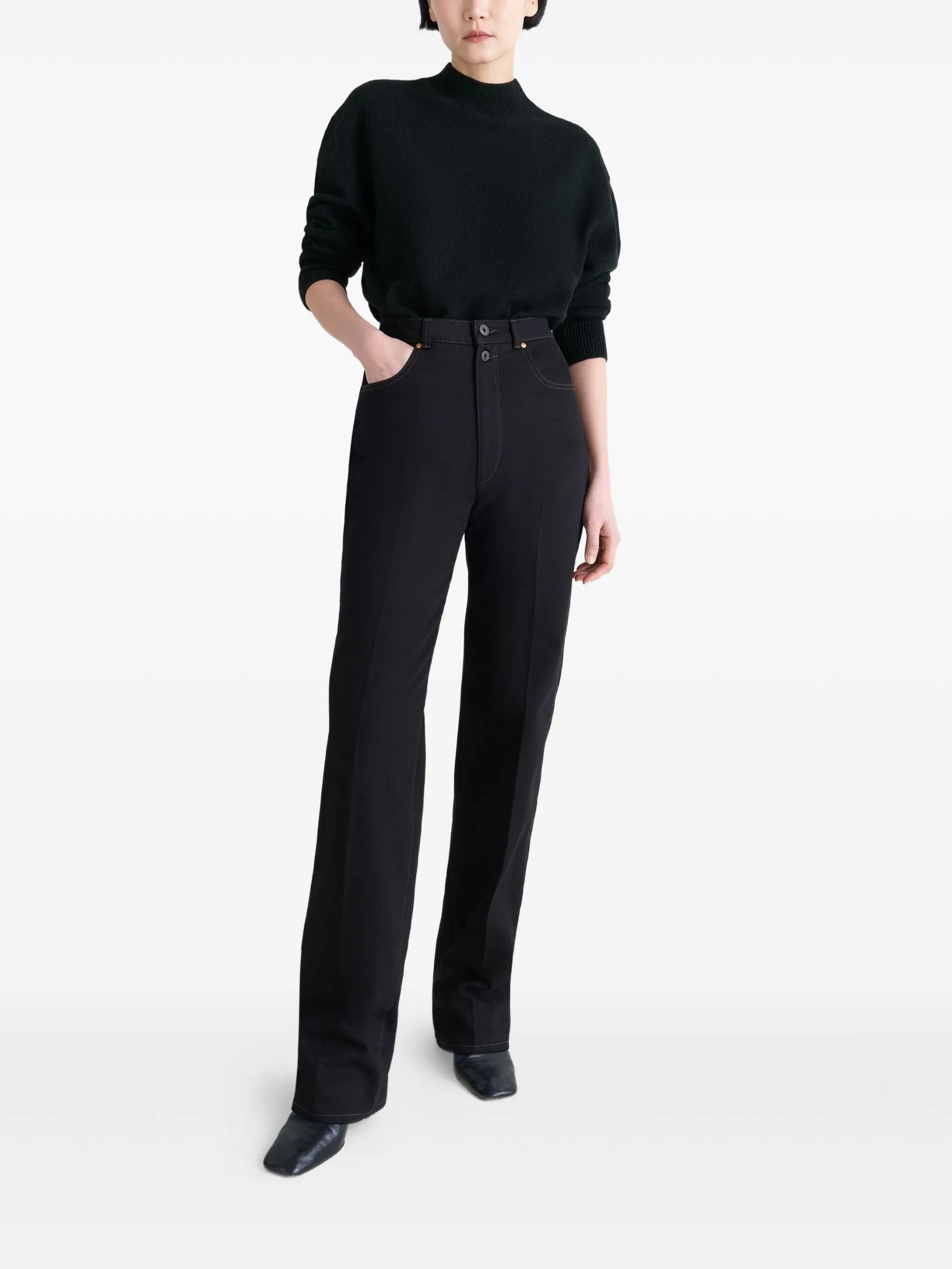 Lemaire Mock Neck Rib-knit Trim Sweater - 4