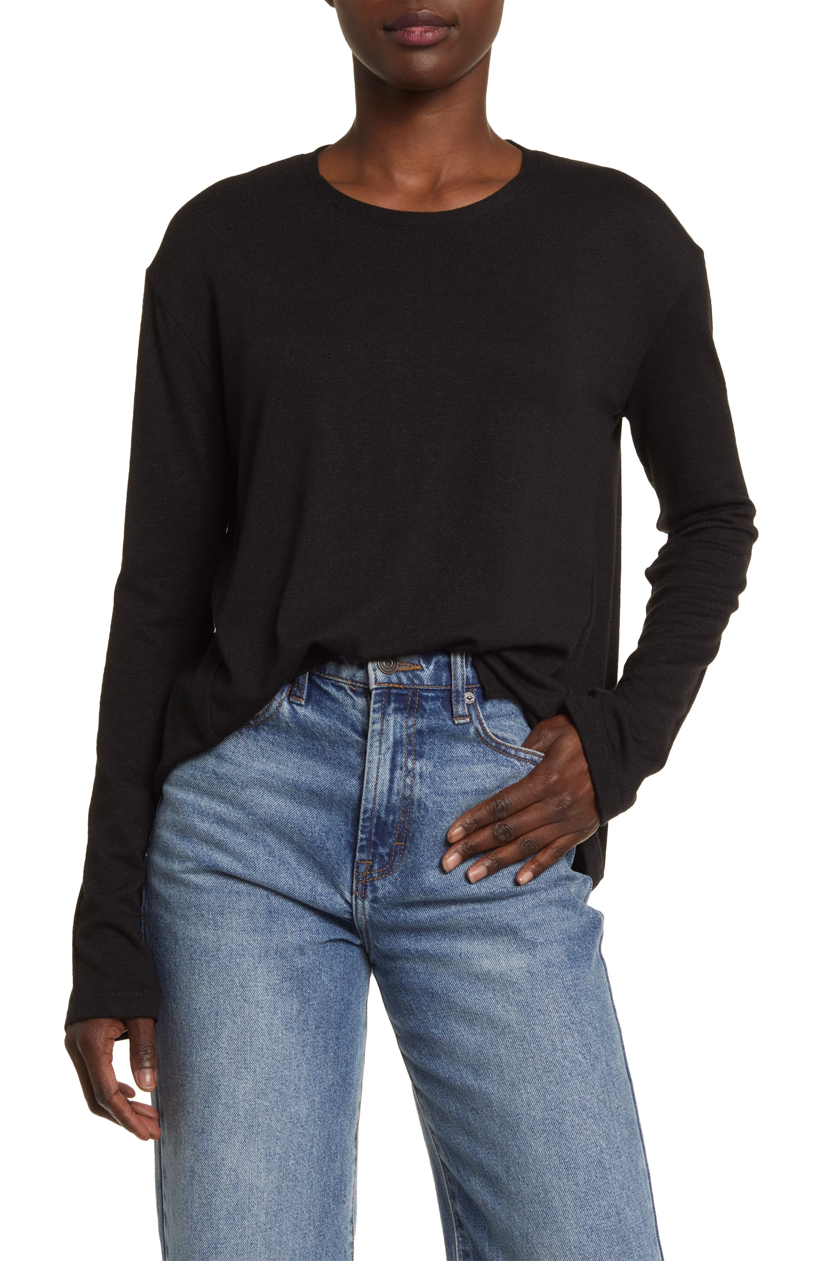 rag & bone The Knit Long Sleeve T-Shirt in Blk at Nordstrom - 1