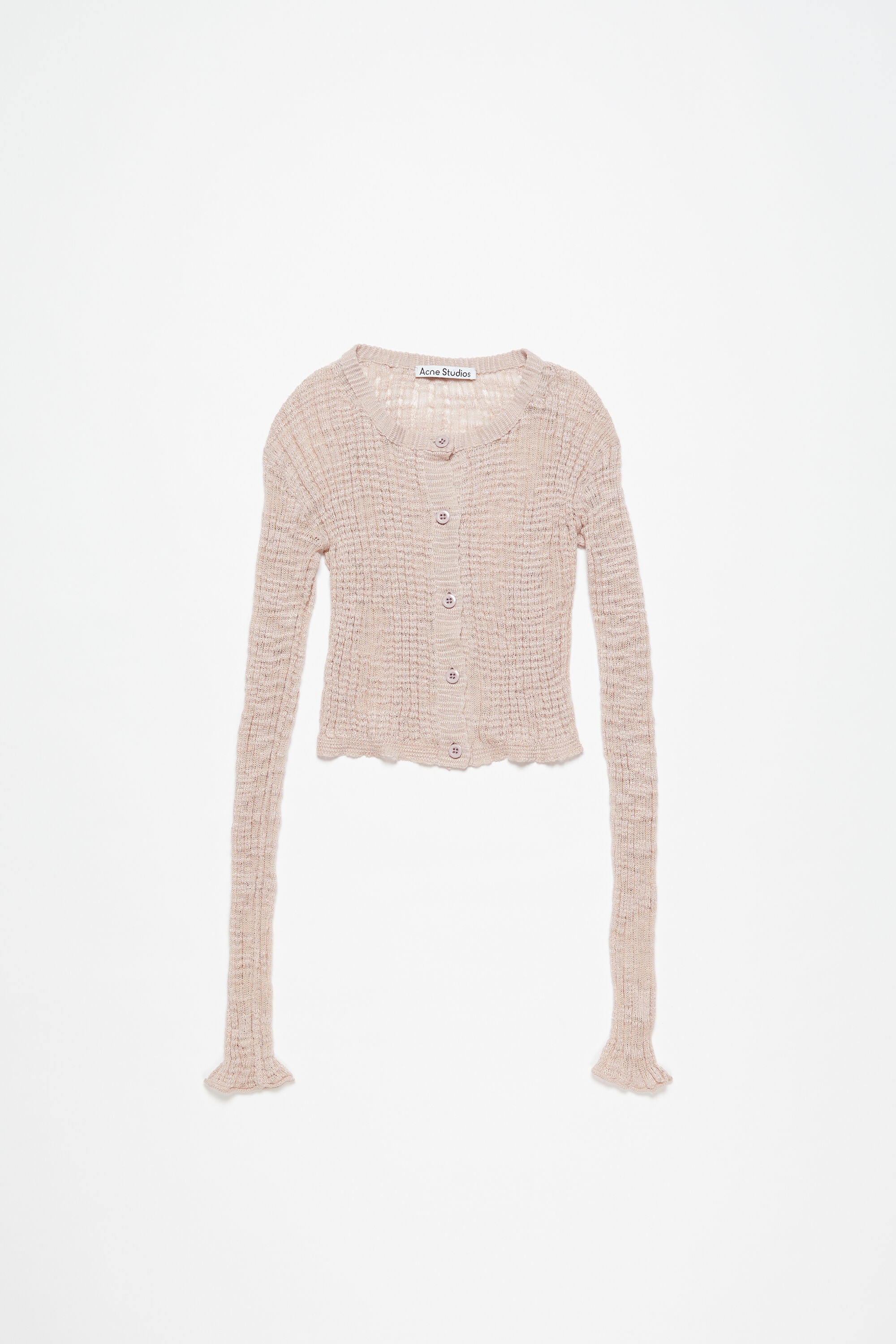 Wide rib cardigan - Dusty pink - 1