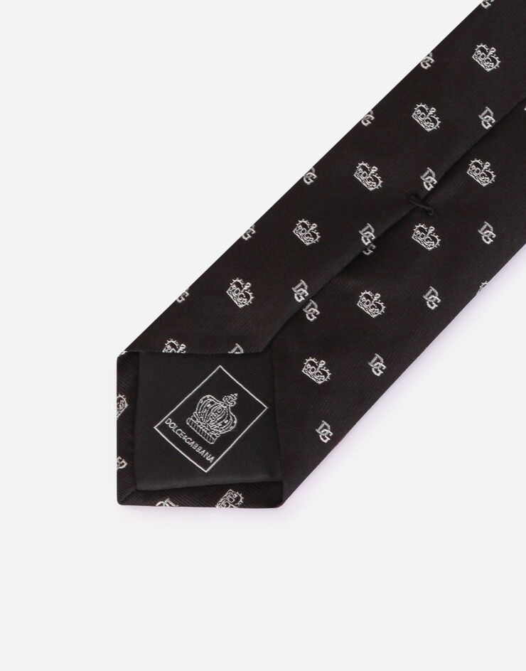 Silk jacquard blade tie with crown and logo (6 cm) - 4