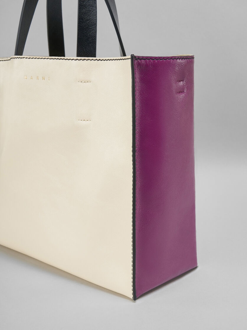 MUSEO SOFT BAG IN WHITE AND PURPLE LEATHER - 5