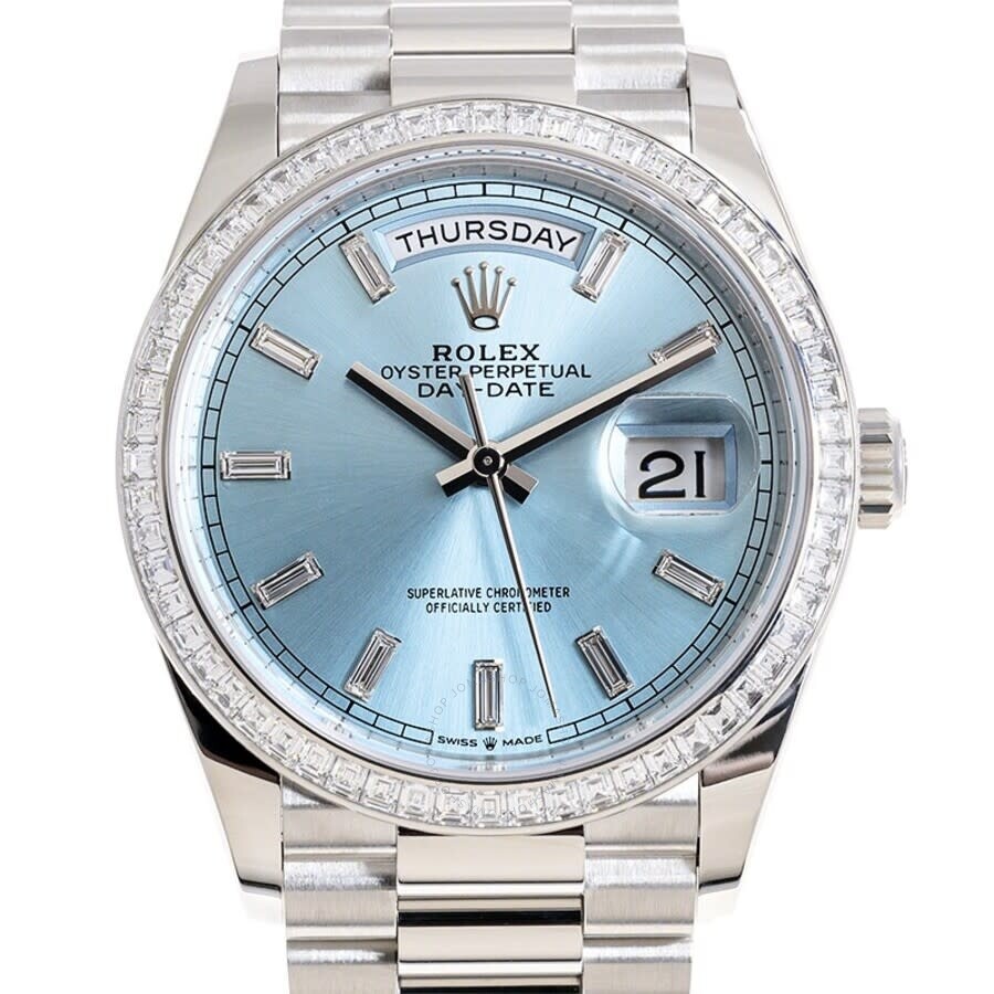 Rolex Day-Date 36 Ice Blue Diamond Dial Automatic Men's Platinum Watch M128396tbr-0003 - 2