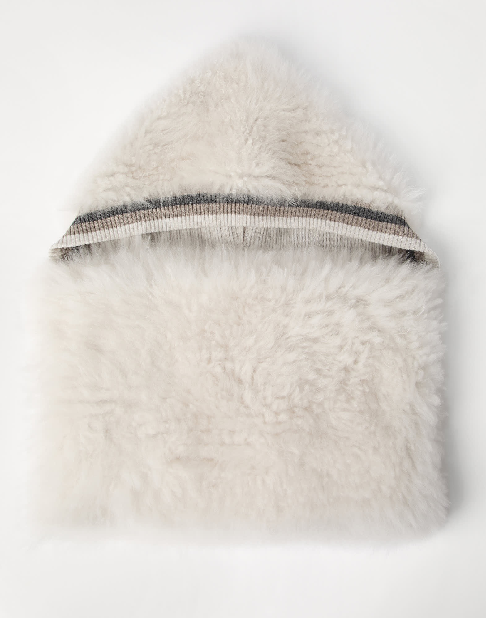 Cozy shearling hooded scarf in cashmere - 1