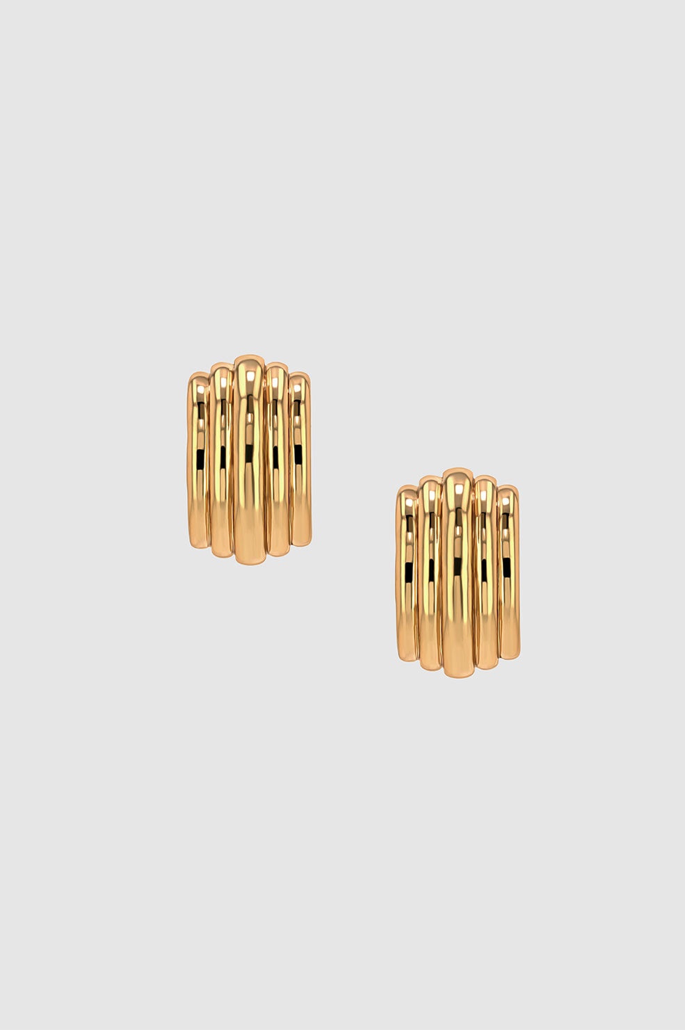Chunky Ribbed Earrings - Gold - 1