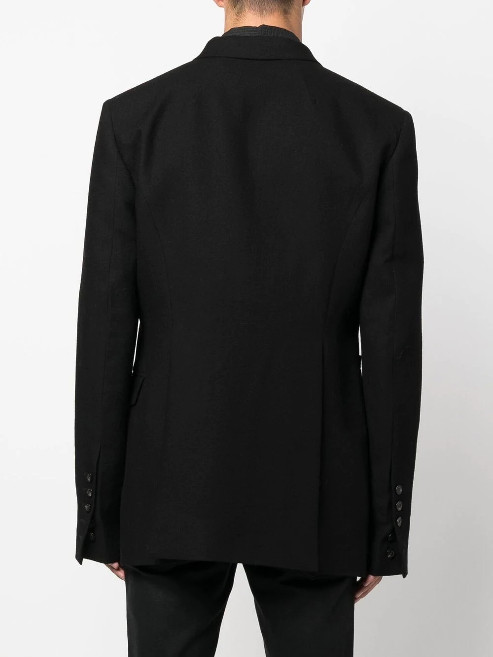 notched-lapel wool blazer - 4